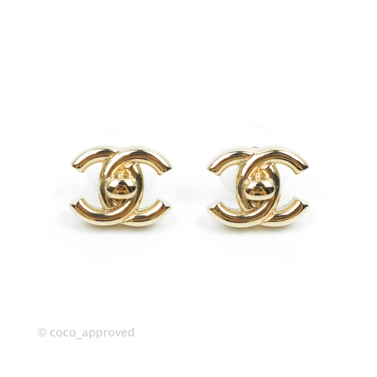 Chanel Crystal CC Earrings Gold Tone 21C