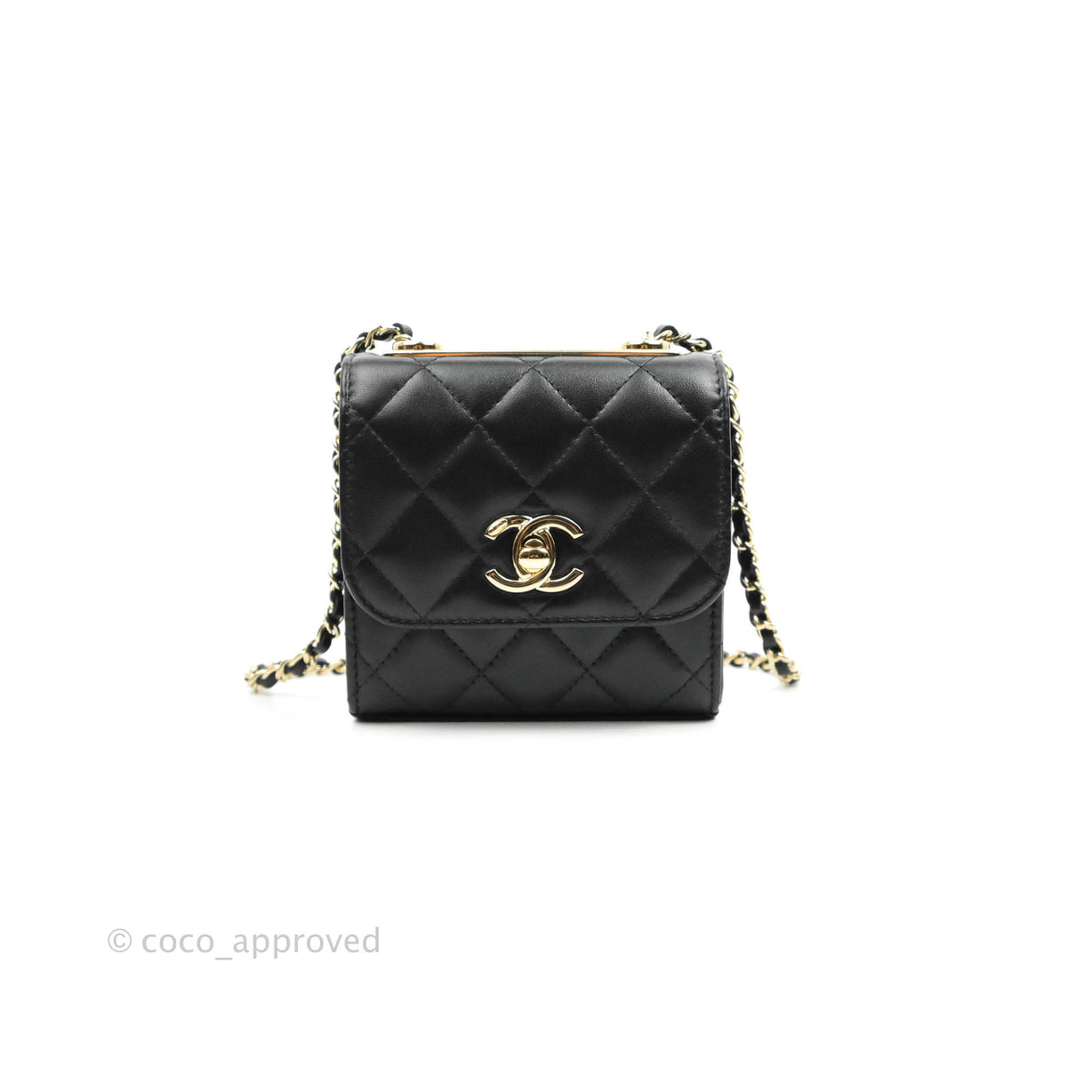 So Black Trendy CC Clutch with Chain Quilted Lambskin Small