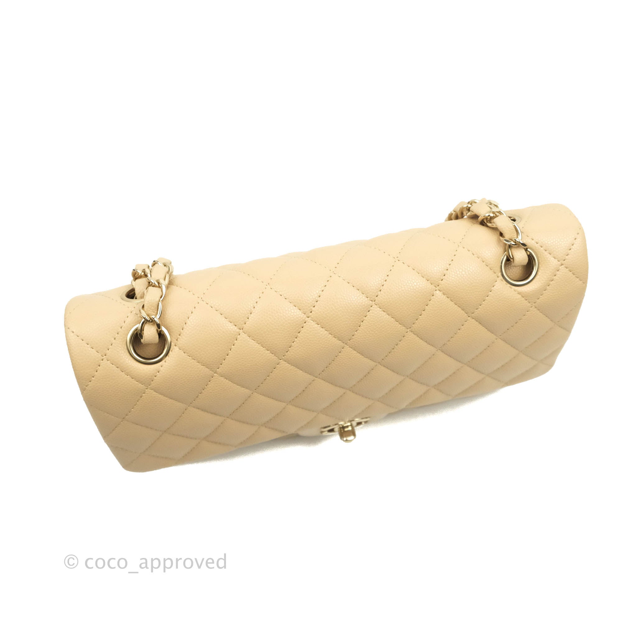 Chanel Quilted M/L Medium Double Flap Beige Caviar Gold Hardware 19C – Coco  Approved Studio