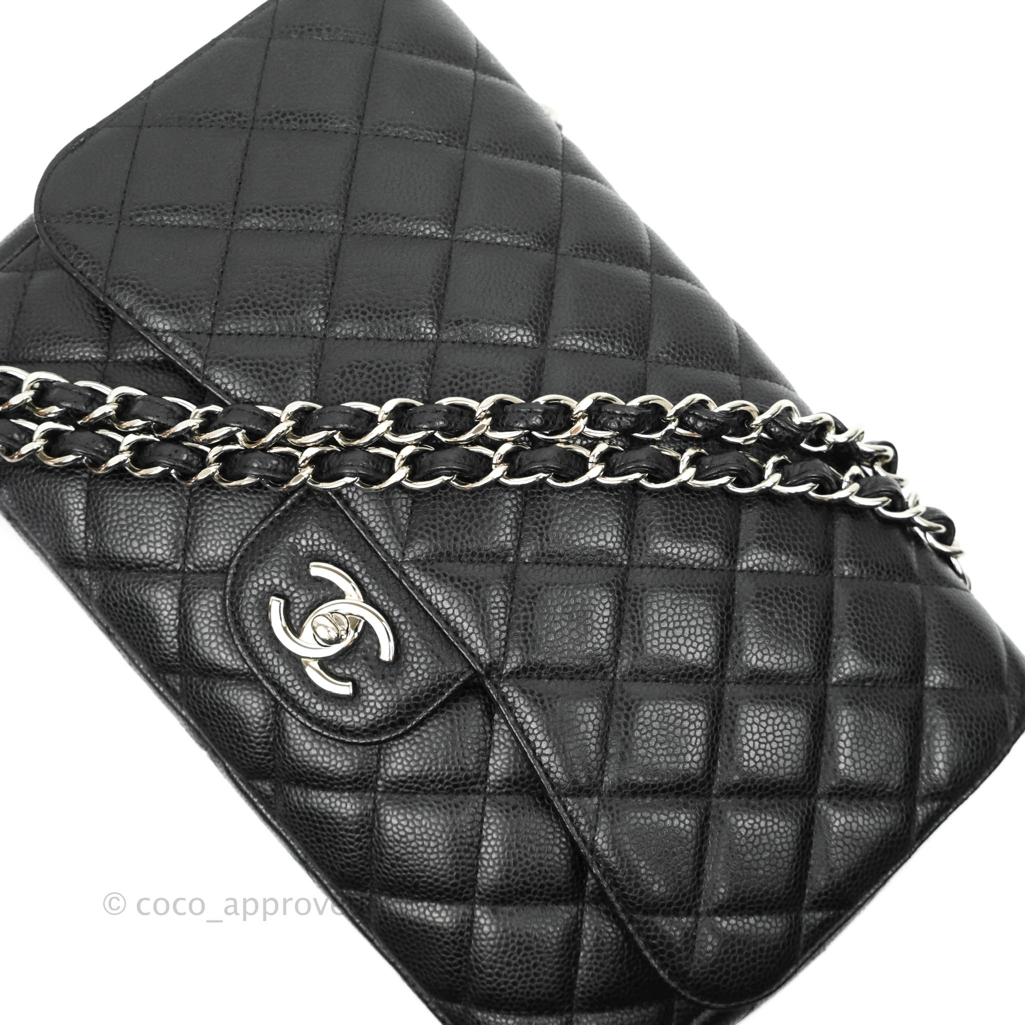 CHANEL Black Caviar Gold Hardware Jumbo 30cm Double Flap Bag