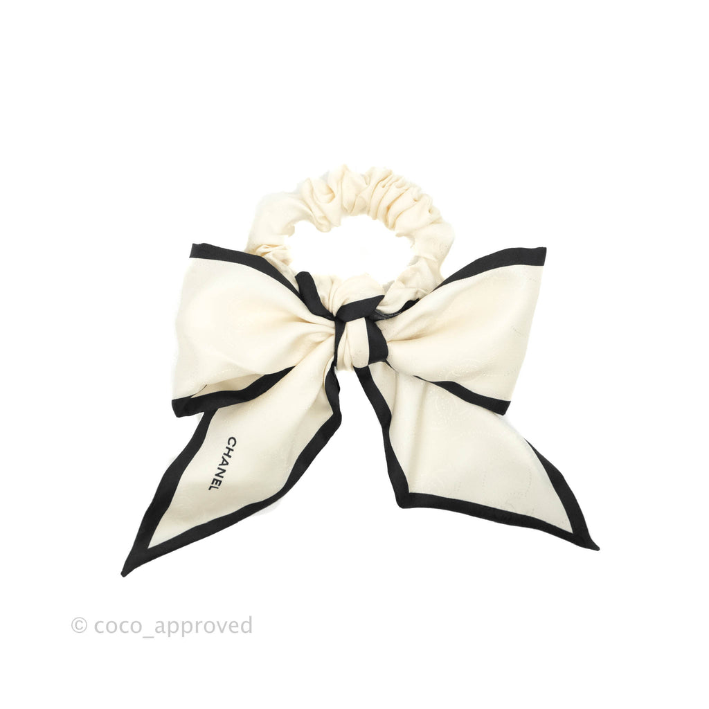 Chanel Bow Silk Hair Accessory Ivory & Black