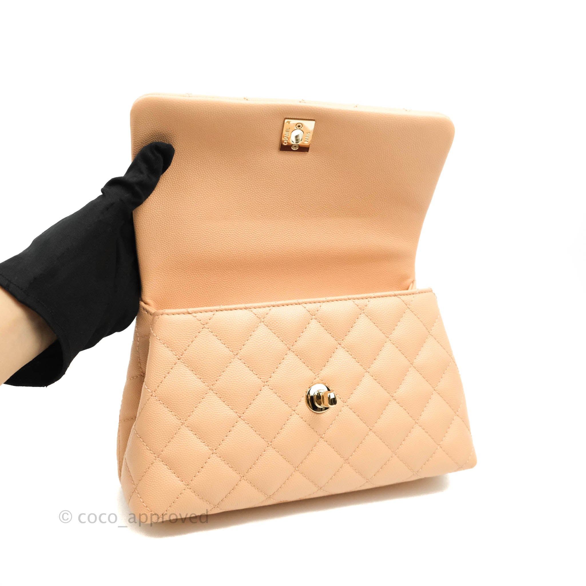 Chanel Mini Coco Handle Light Beige Pink Caviar Gold Hardware – Coco  Approved Studio