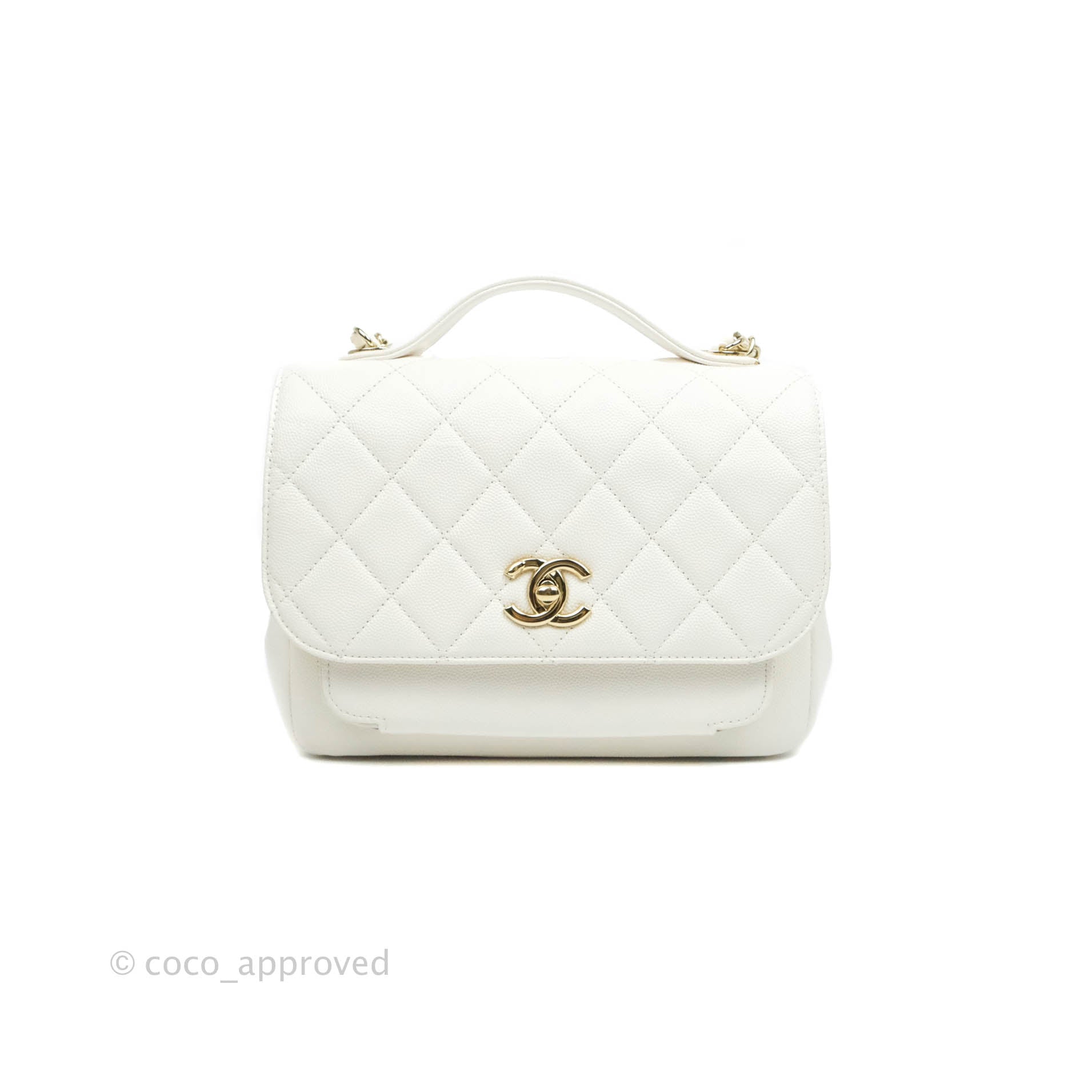 Chanel Business Affinity Clutch With Chain White Caviar Gold
