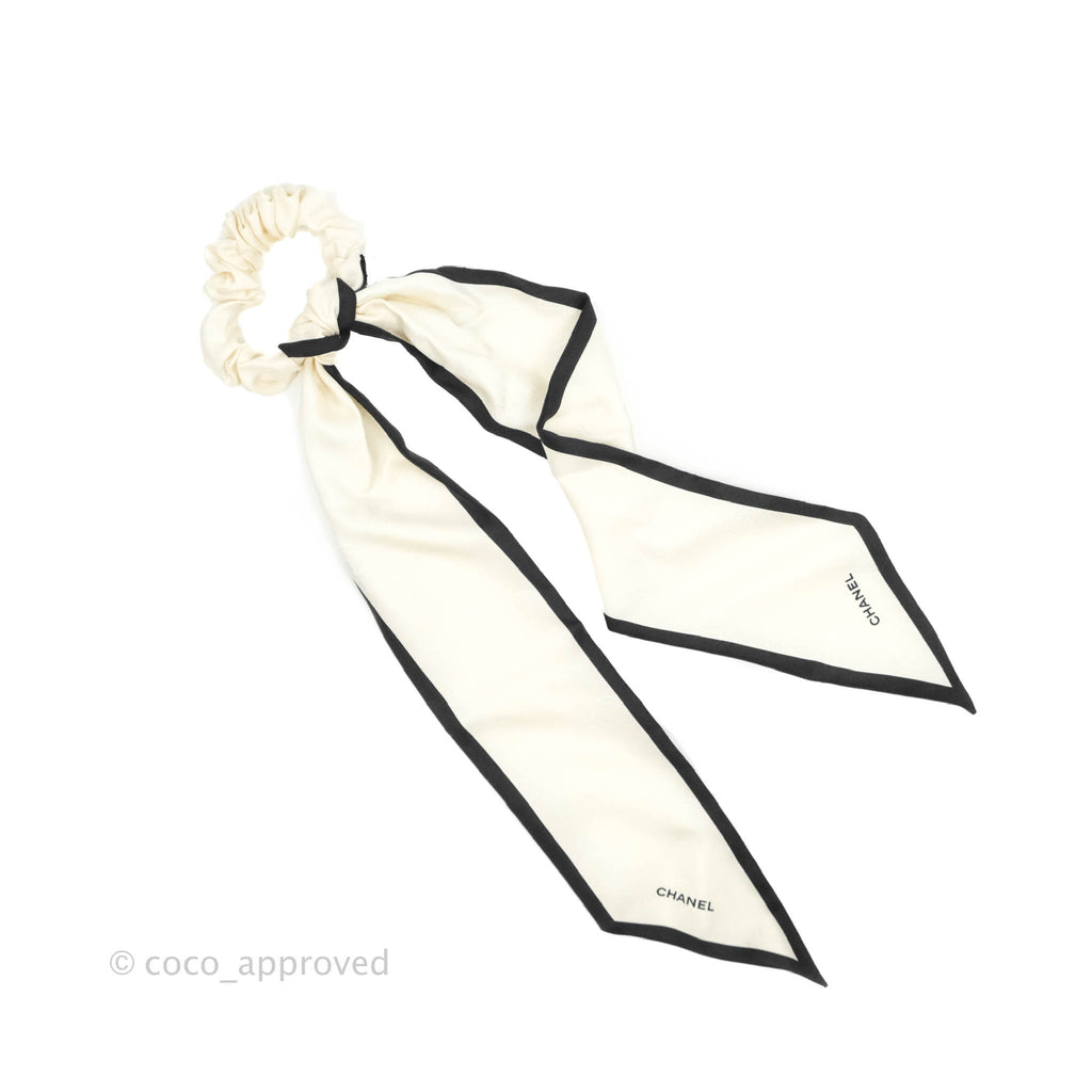 Chanel Bow Silk Hair Accessory Ivory & Black