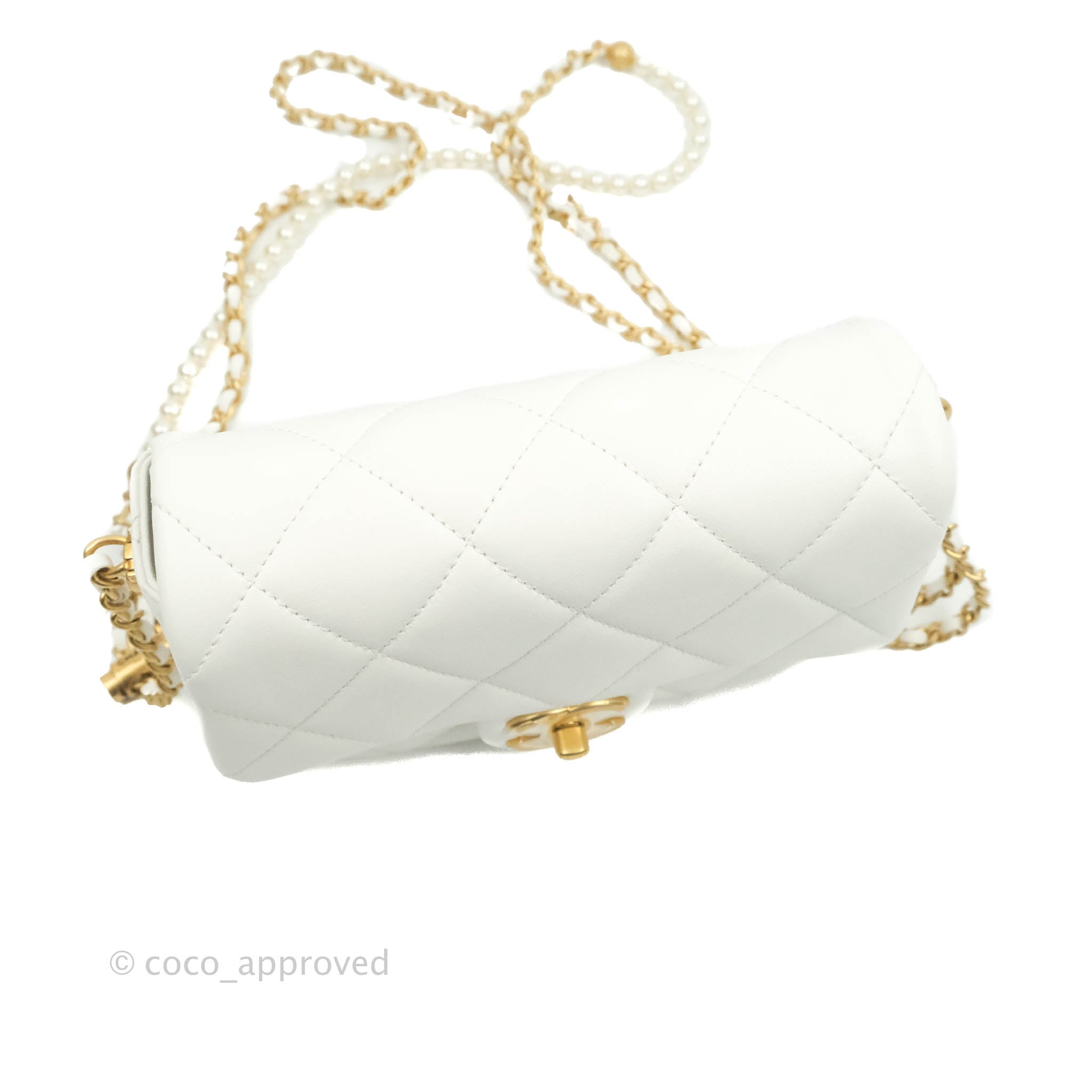Chanel Quilted My Perfect Mini With Pearl White Lambskin Silver