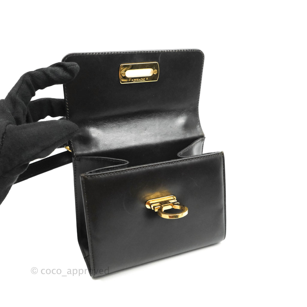 Salvatore Ferragamo Vintage Gancini Mini Crossbody bag Black Calfskin Gold Hardware