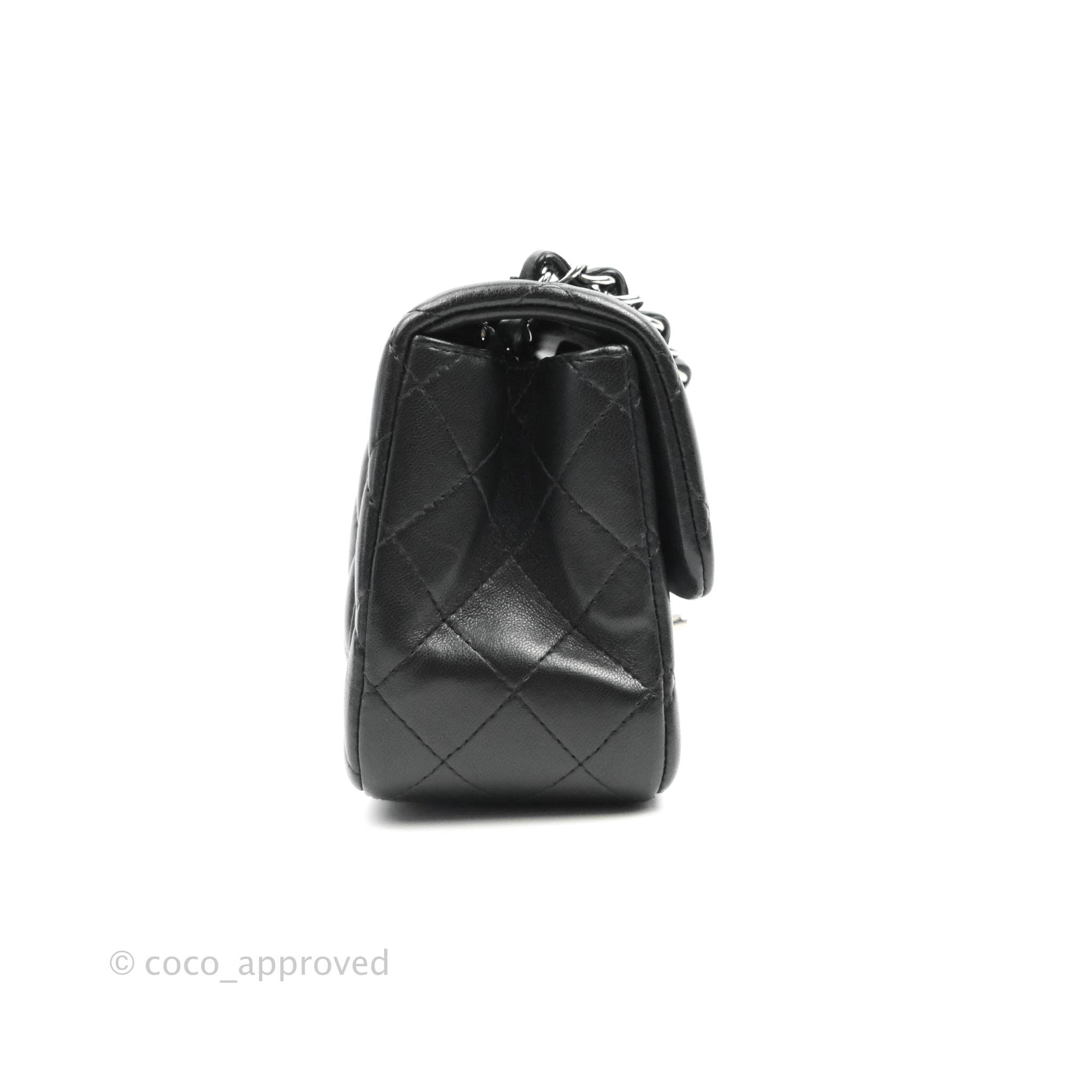 Chanel Mini Square Black Lambskin Silver Hardware – Coco Approved