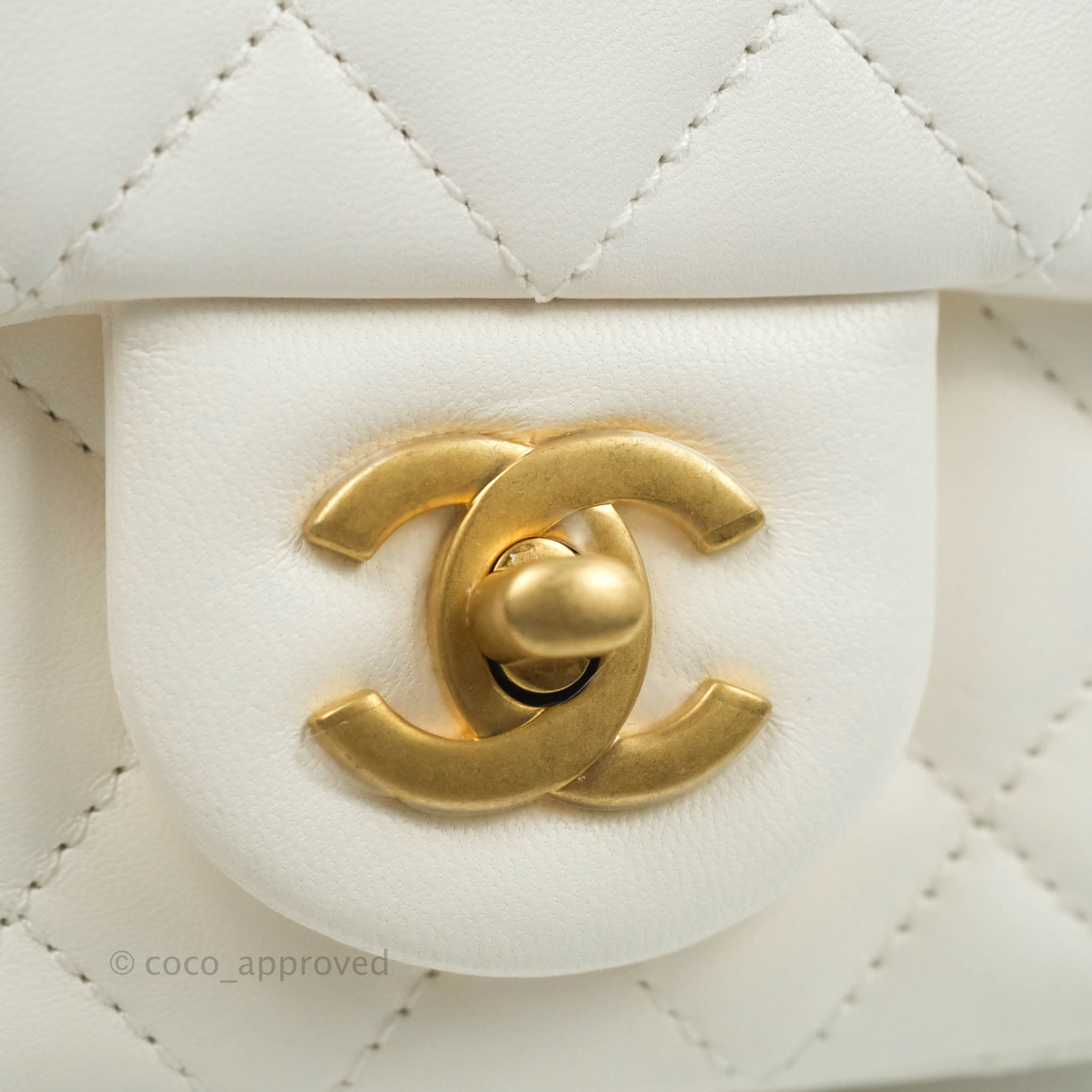 Chanel Mini Square Pearl Crush Quilted White Lambskin Gold Hardware – Coco  Approved Studio