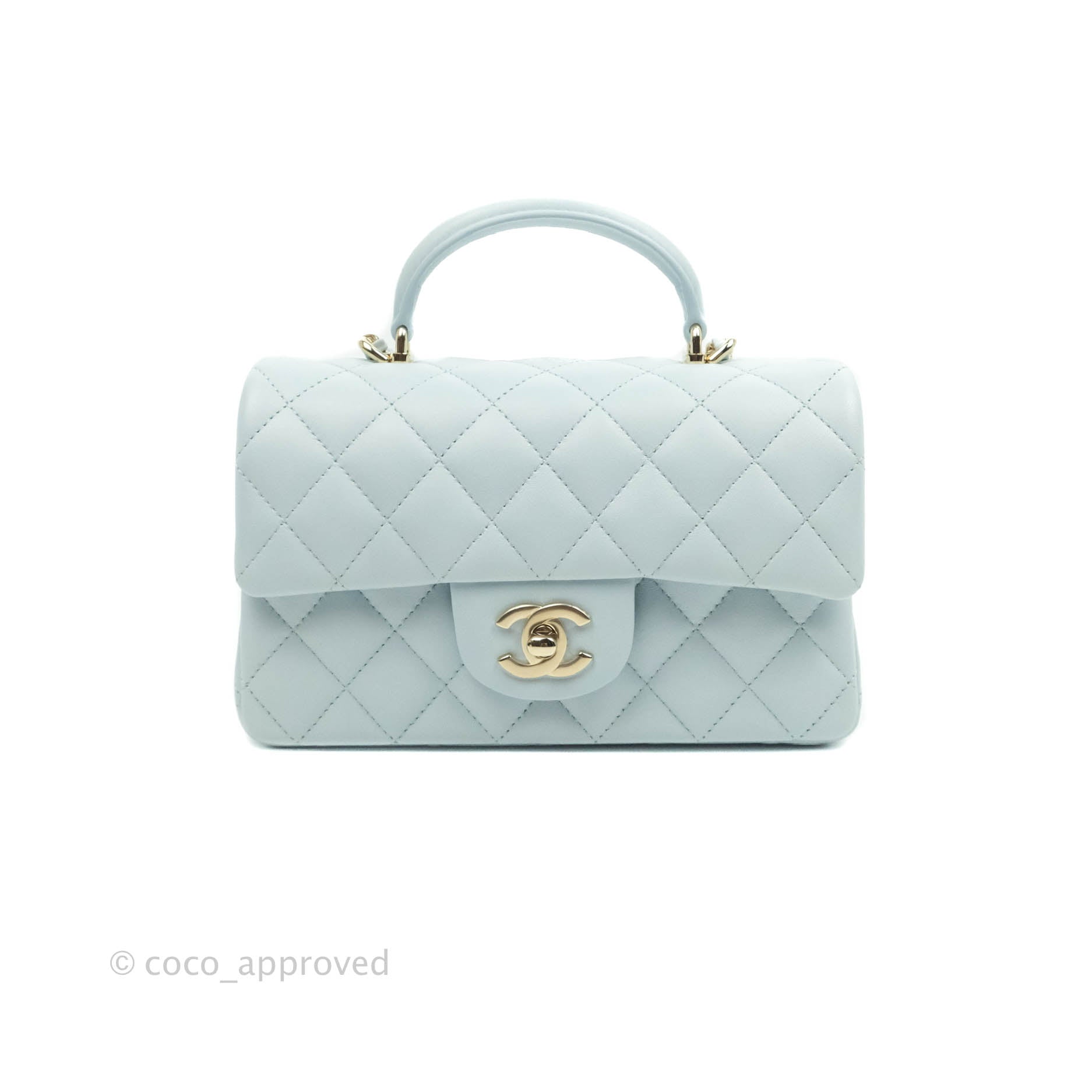 CHANEL Caviar Quilted Medium Double Flap Light Blue 1259461