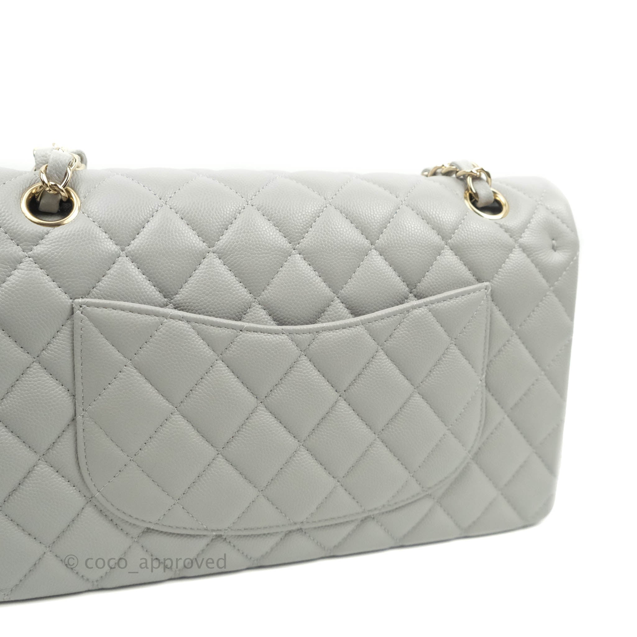 Chanel Classic Medium, Grey Caviar Suede with Silver Hardware, Preowned in  Dustbag WA001