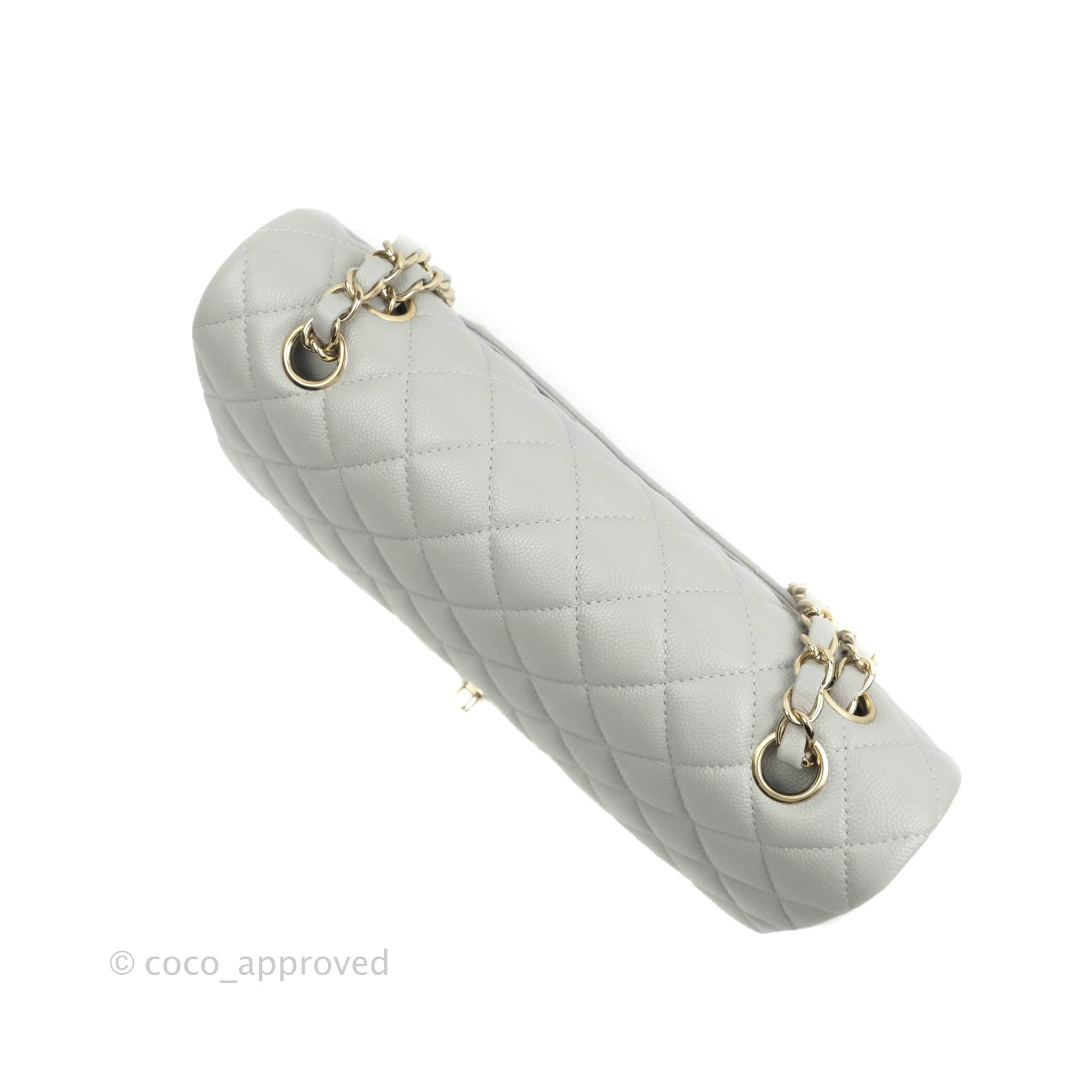 Chanel Classic Medium Double Flap 20B White Quilted Caviar with