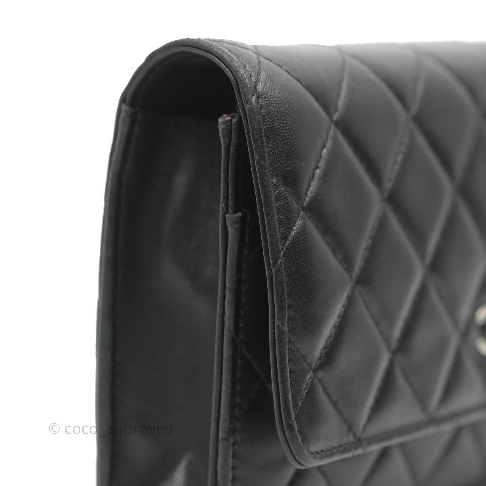 Chanel Quilted Wallet on Chain WOC Black Lambskin Silver Hardware