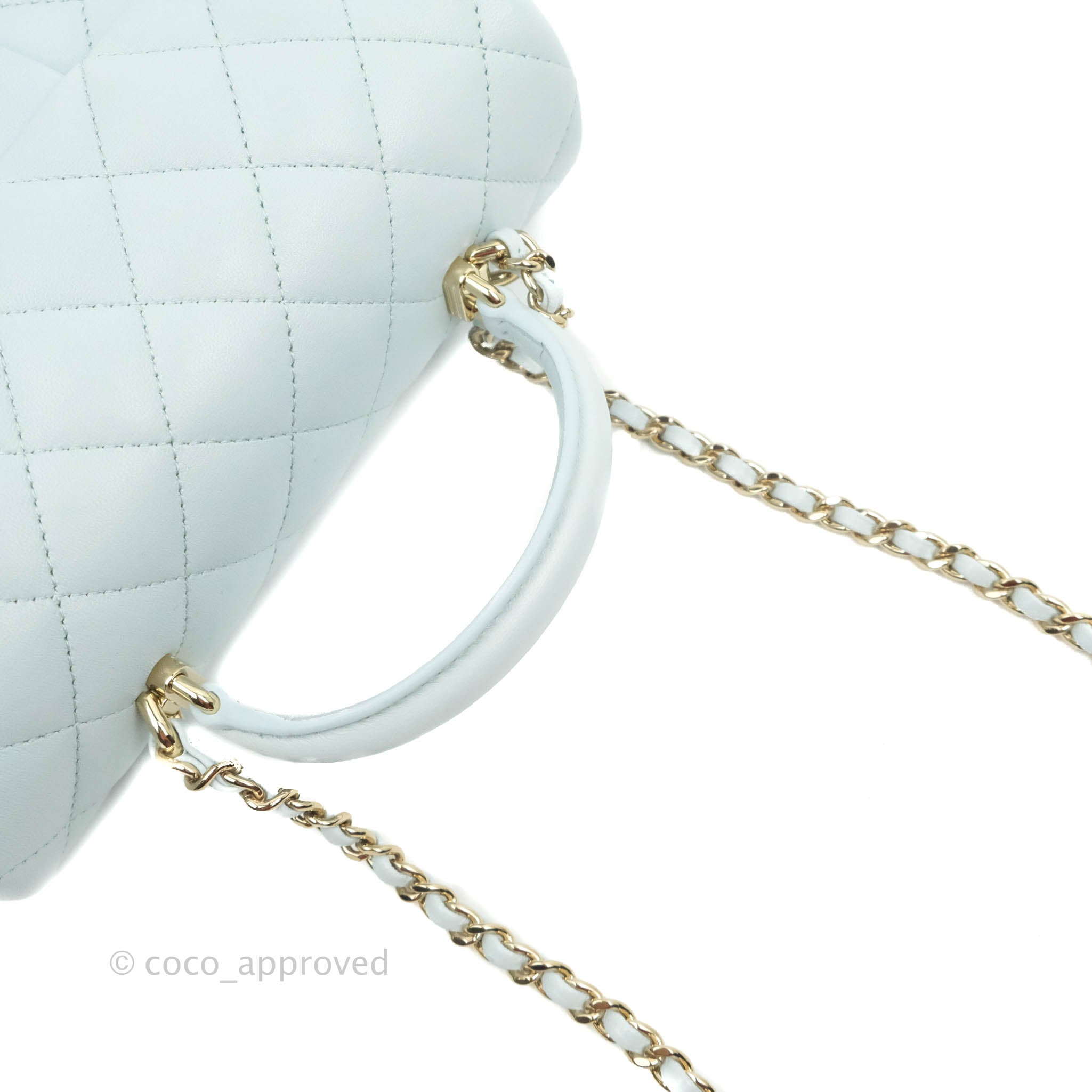 Chanel Blue Quilted Lambskin Ribbon Chain Flap Bag Small Q6B4HZ1IBH000