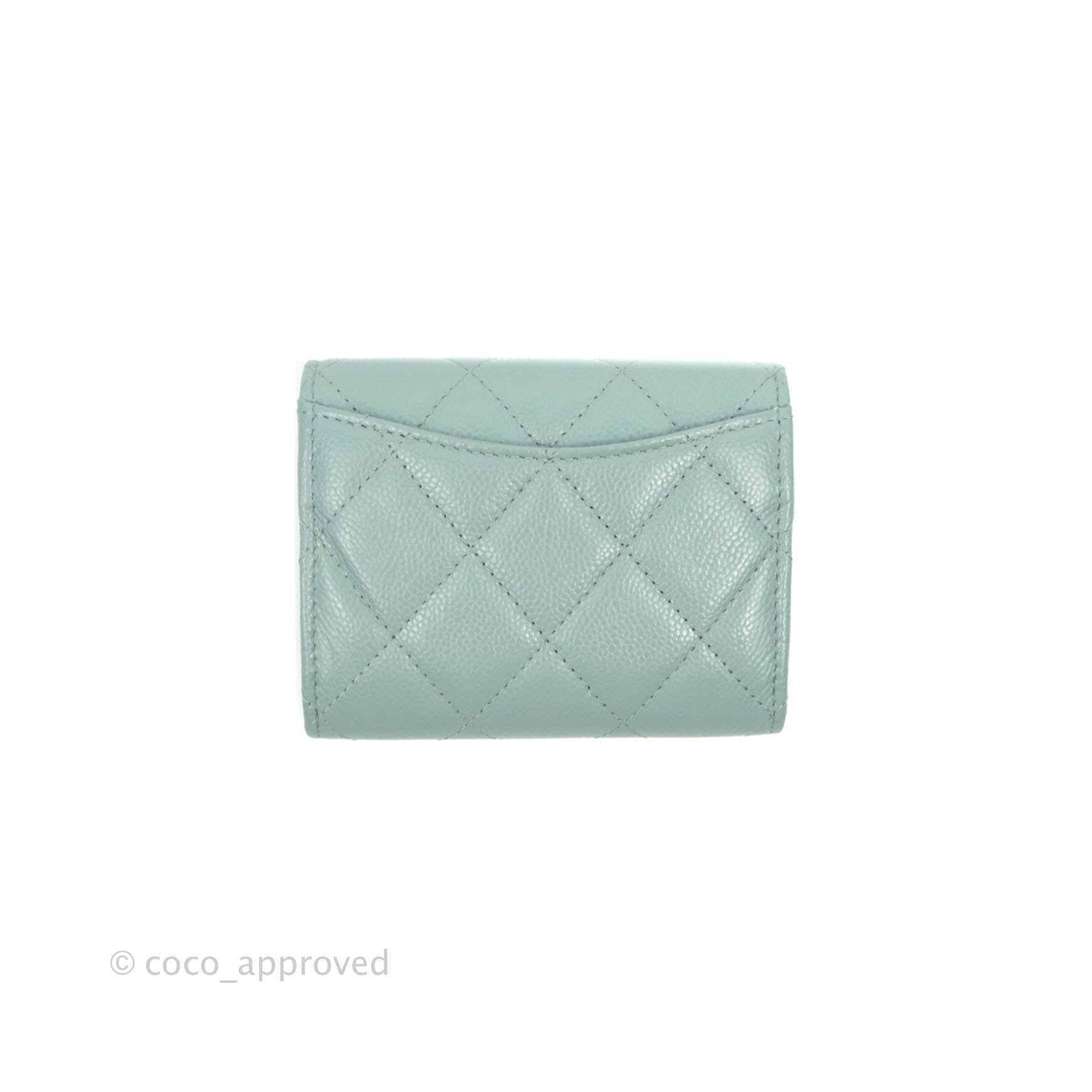 Chanel Mini Wallet With Chain Light Blue Caviar Silver Hardware 20B
