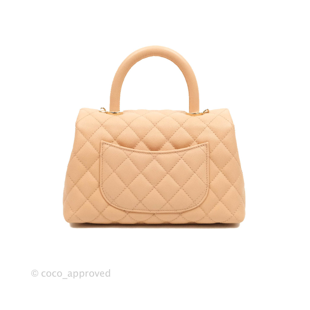 Chanel Mini Coco Handle Light Beige Pink Caviar Gold Hardware