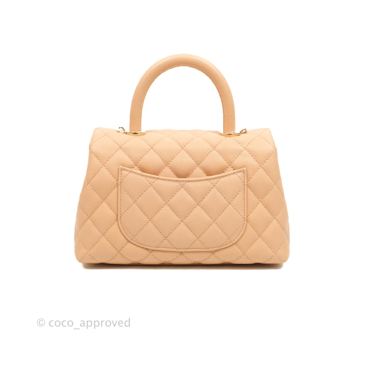 CHANEL Caviar Elaphe Quilted Mini Coco Handle Flap Beige 578181