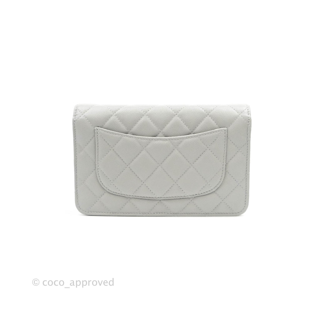 Chanel Quilted Wallet on Chain WOC Grey Caviar Gold Hardware