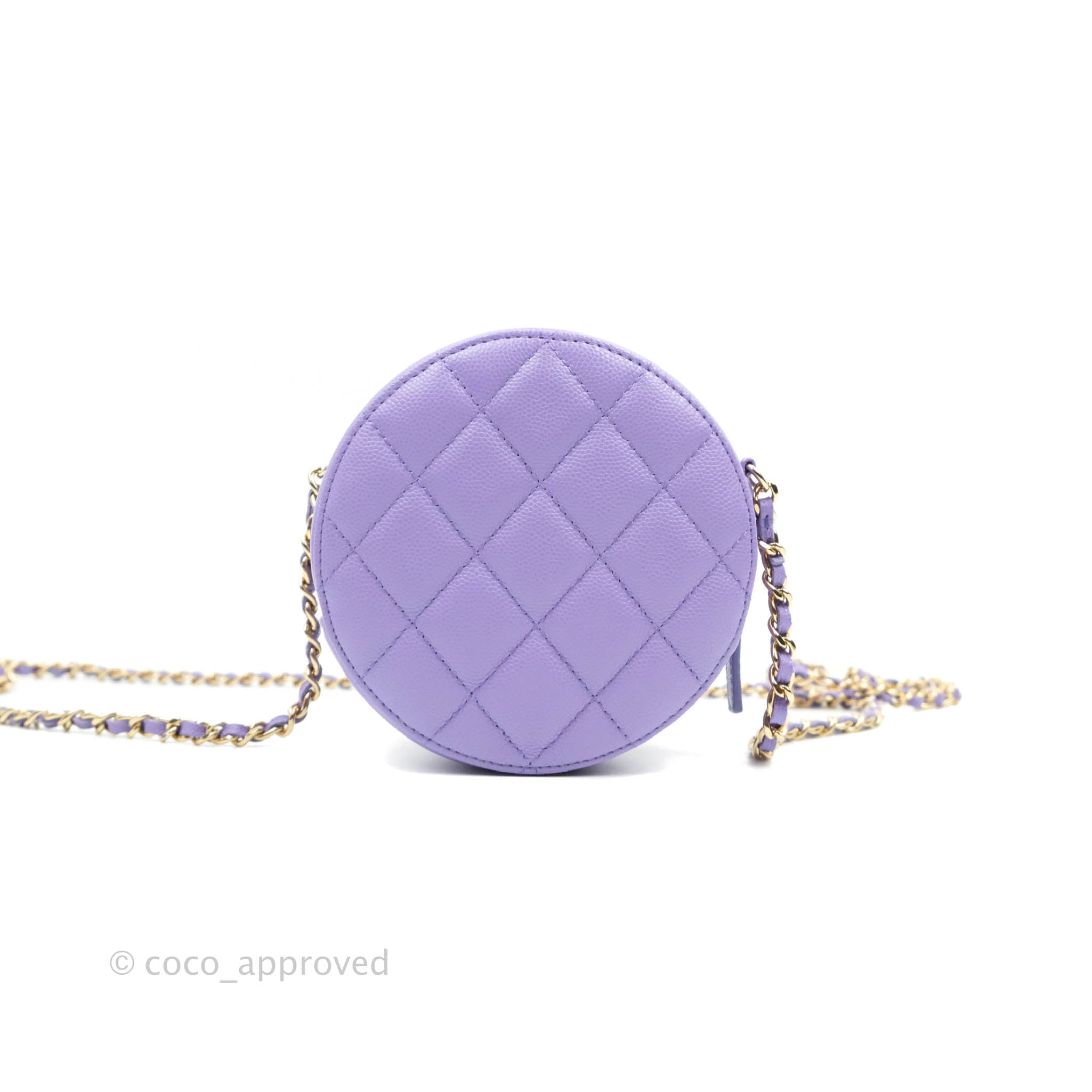 Chanel Round Circle Bag Purple Caviar Gold Hardware 20S – Coco