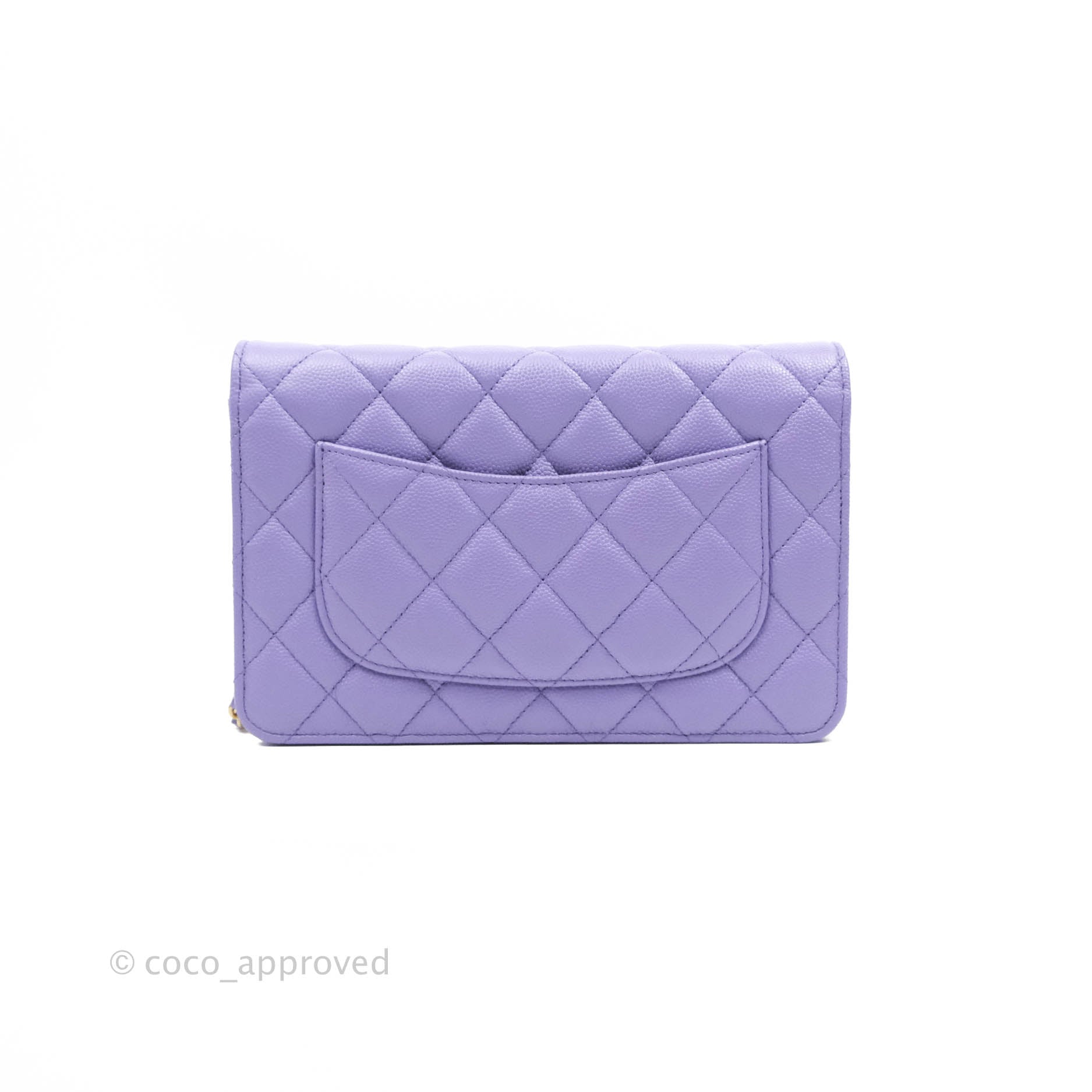 chanel purple wallet on chain
