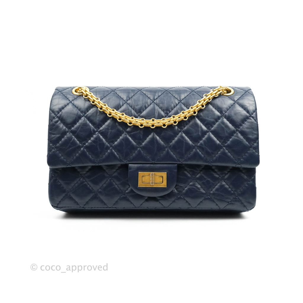 Chanel Reissue Quilted Navy Aged Calfskin Aged Gold Hardware 225