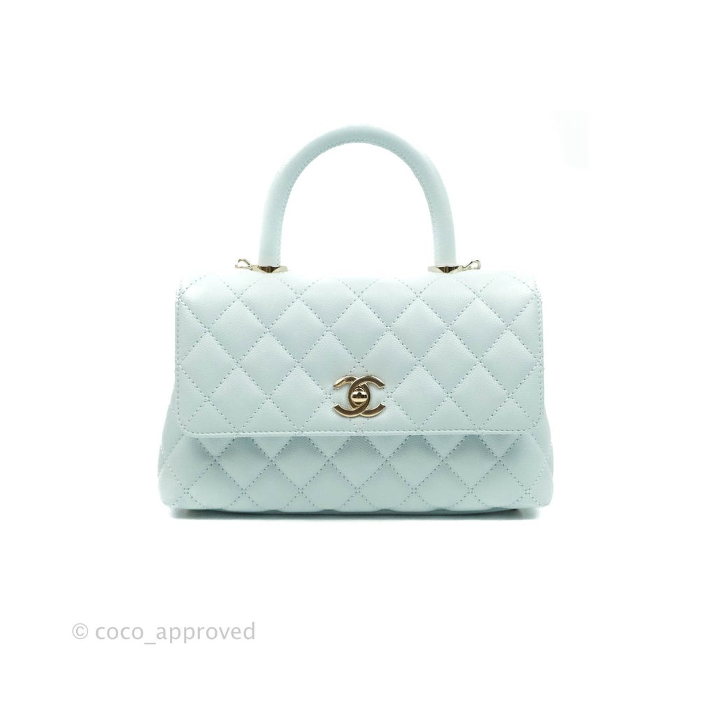 Chanel Mini Coco Handle Quilted Pale Mint Caviar Gold Hardware