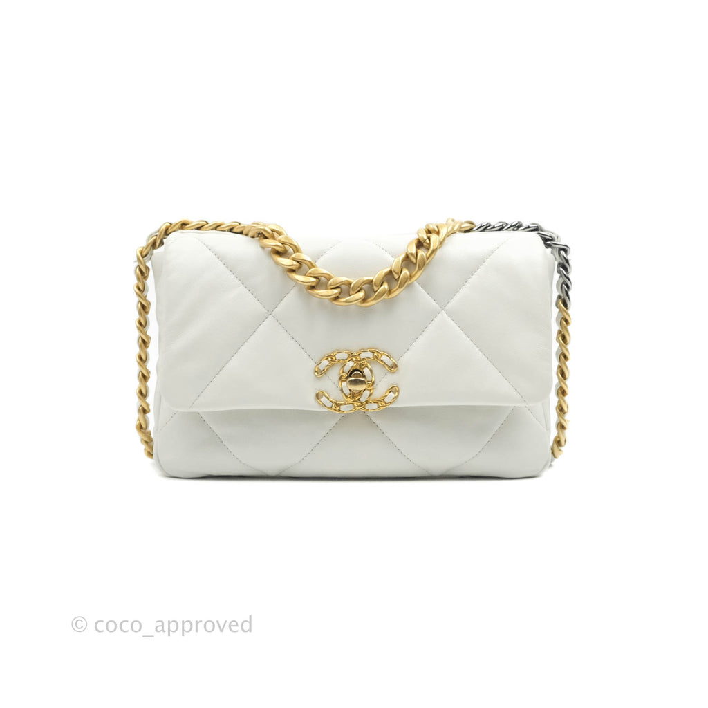 Chanel 19 Small White Goatskin Mixed Hardware 20A