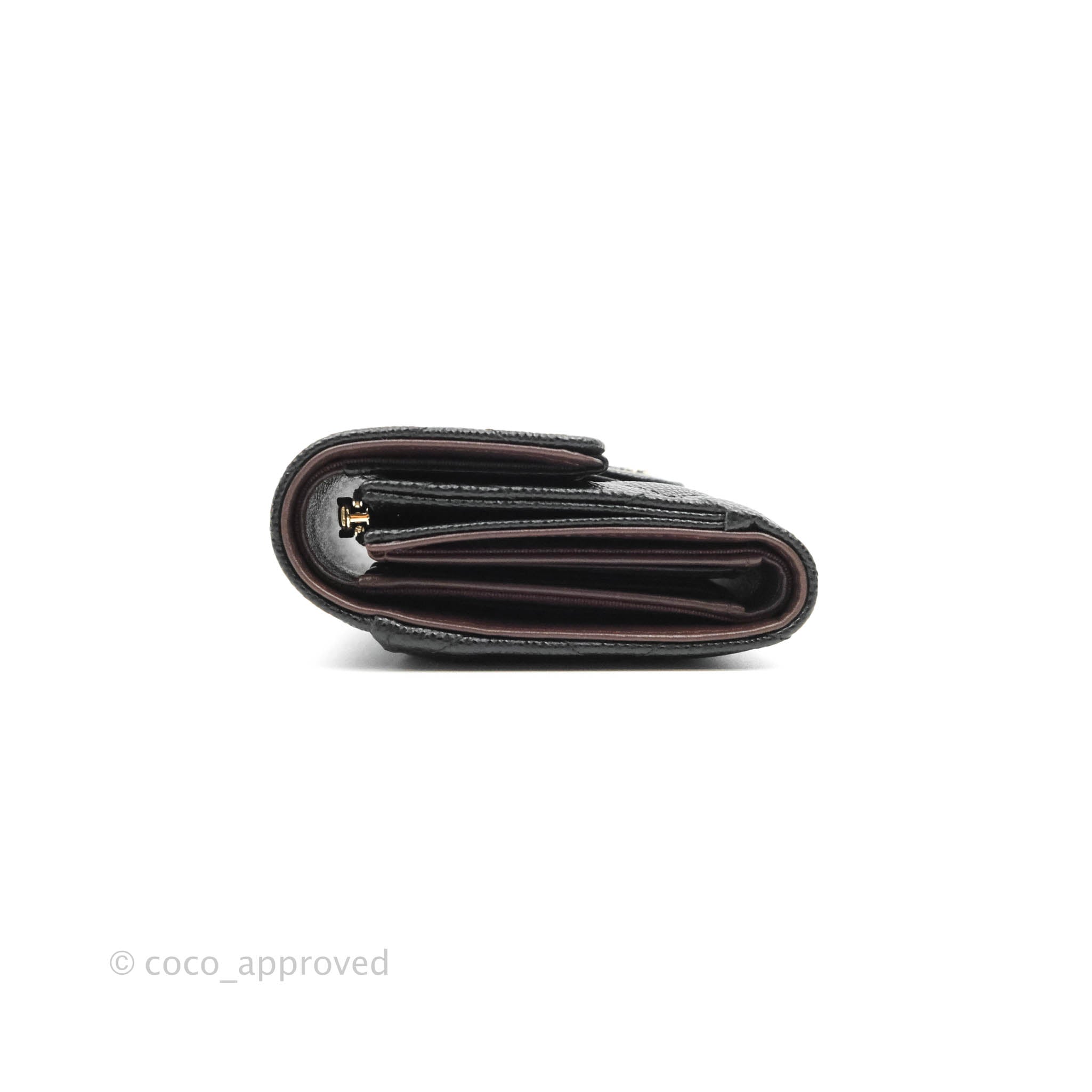 chanel mini black caviar wallet