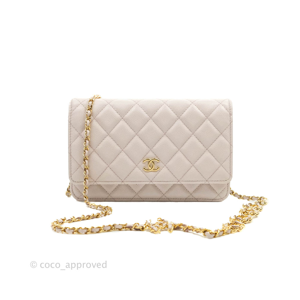 Chanel Quilted WOC Lilac Caviar CC Coco Chain Gold Hardware