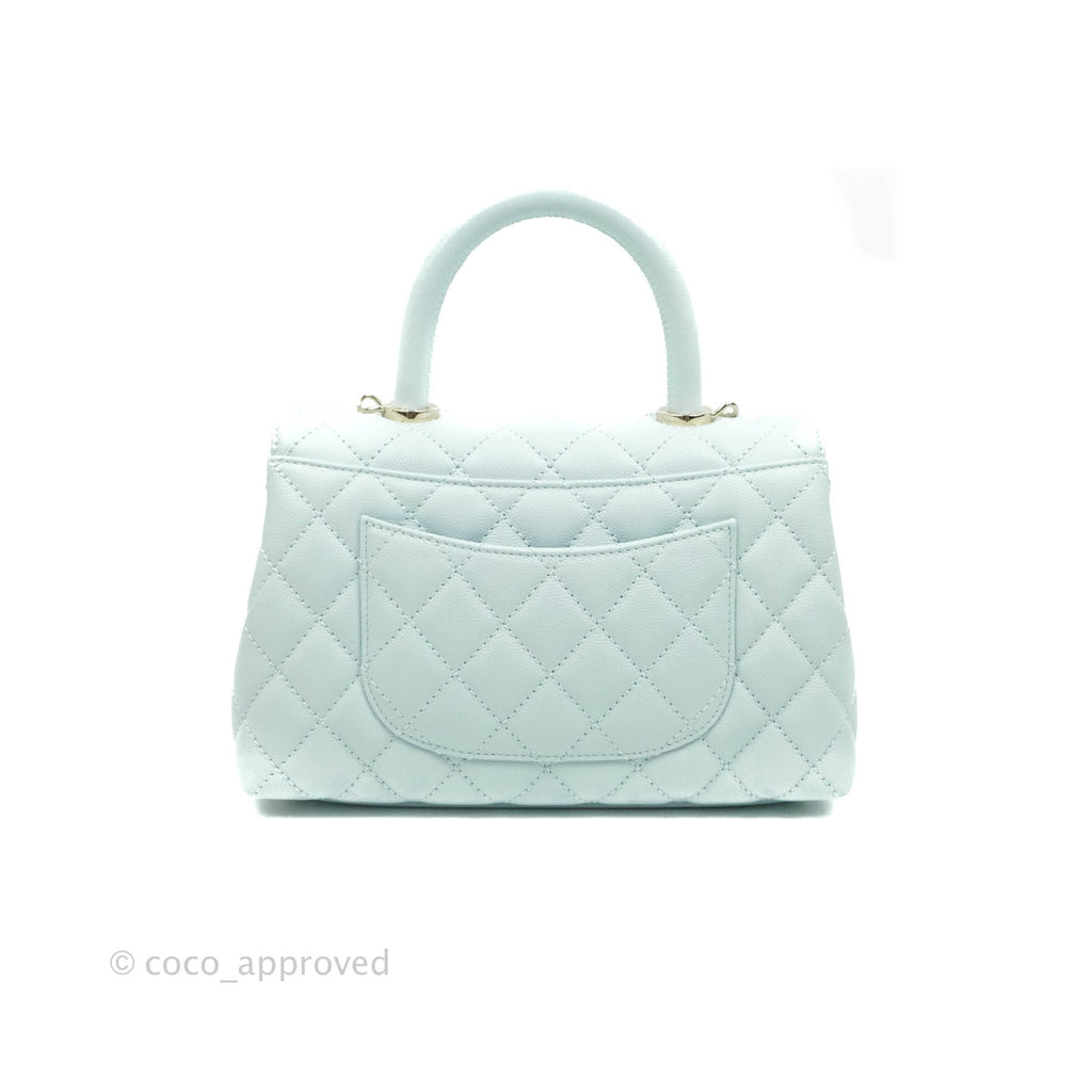 Chanel Mini Coco Handle Quilted Pale Mint Caviar Gold Hardware