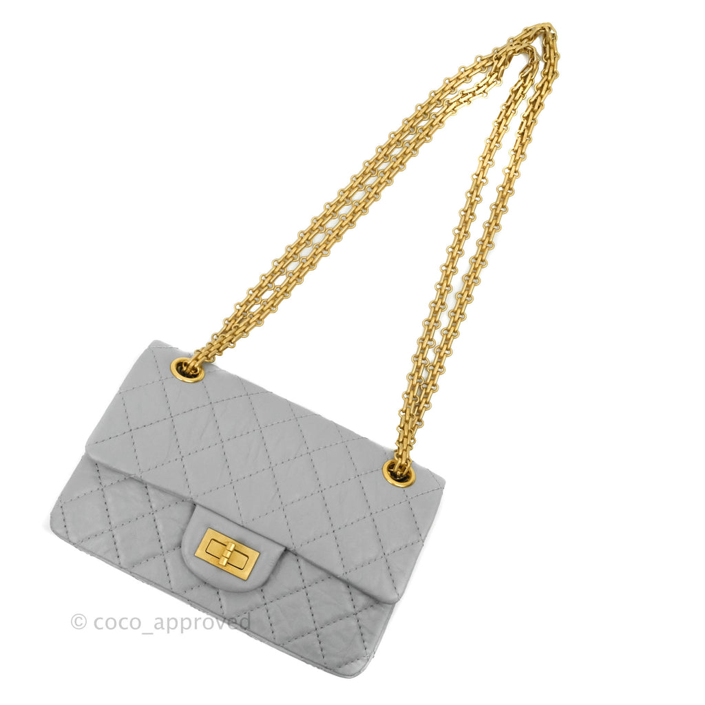 Chanel Mini Reissue 224 Grey Aged Calfskin Aged Gold Hardware