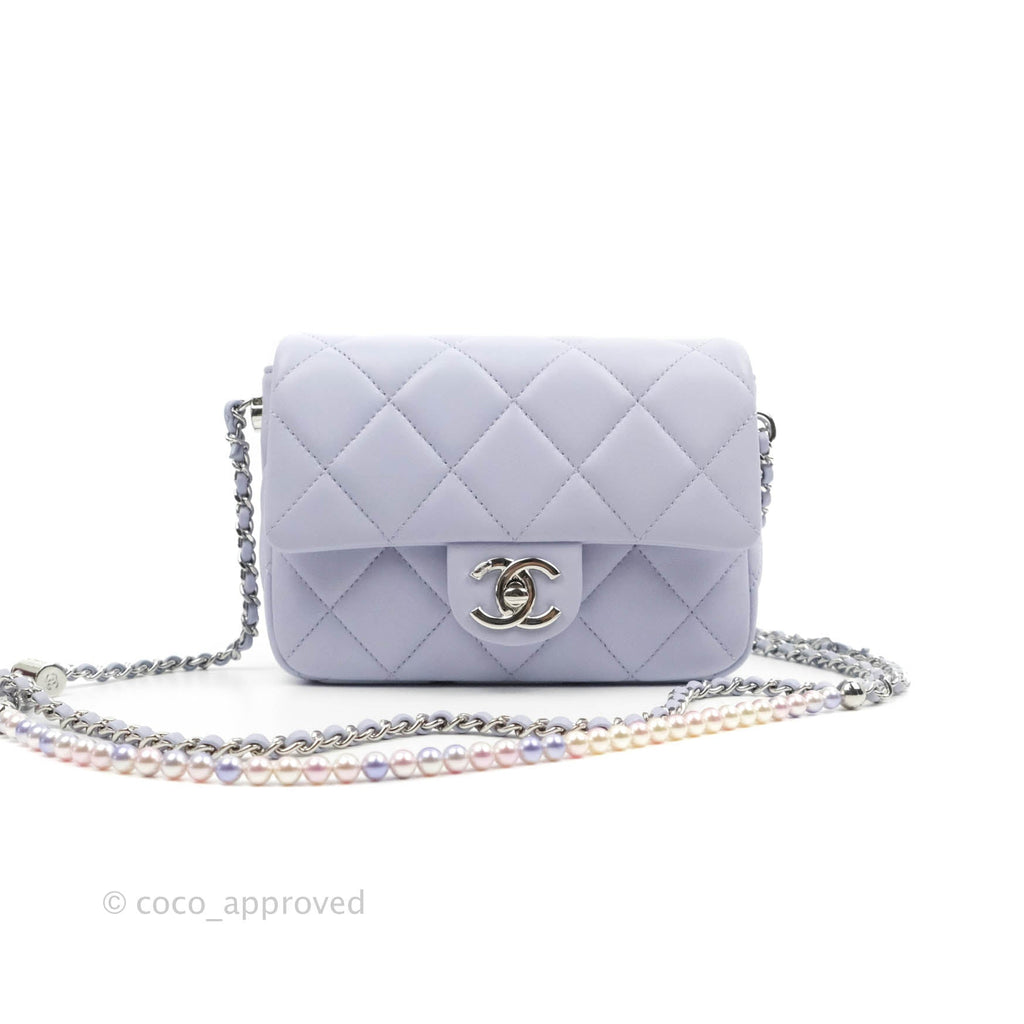 Chanel Quilted My Perfect Mini With Pearl Lilac Lambskin Silver Hardware