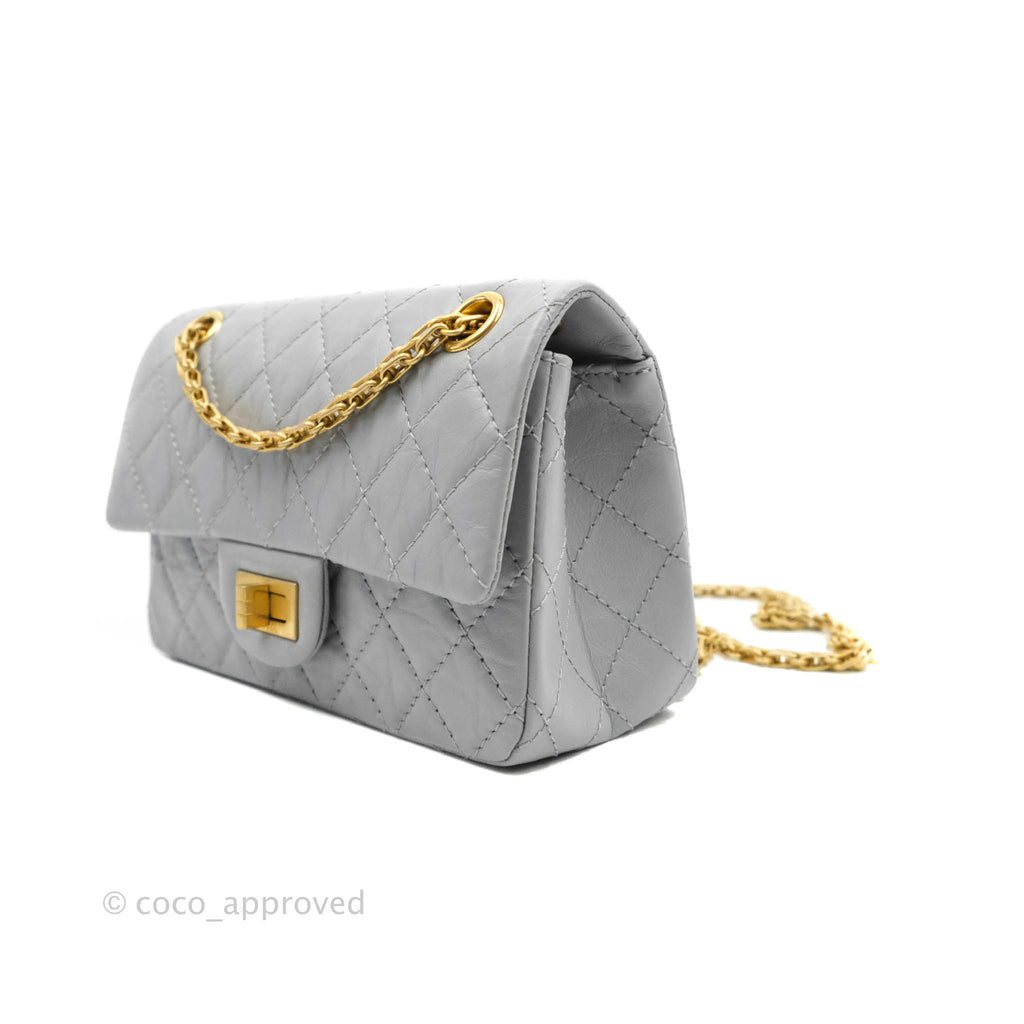 Chanel Mini Reissue 224 Grey Aged Calfskin Aged Gold Hardware