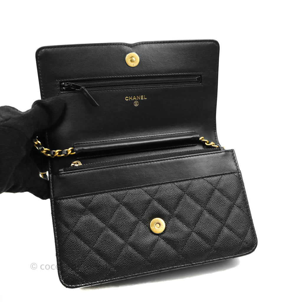 Chanel Filigree Wallet on Chain WOC Black Caviar Gold Hardware