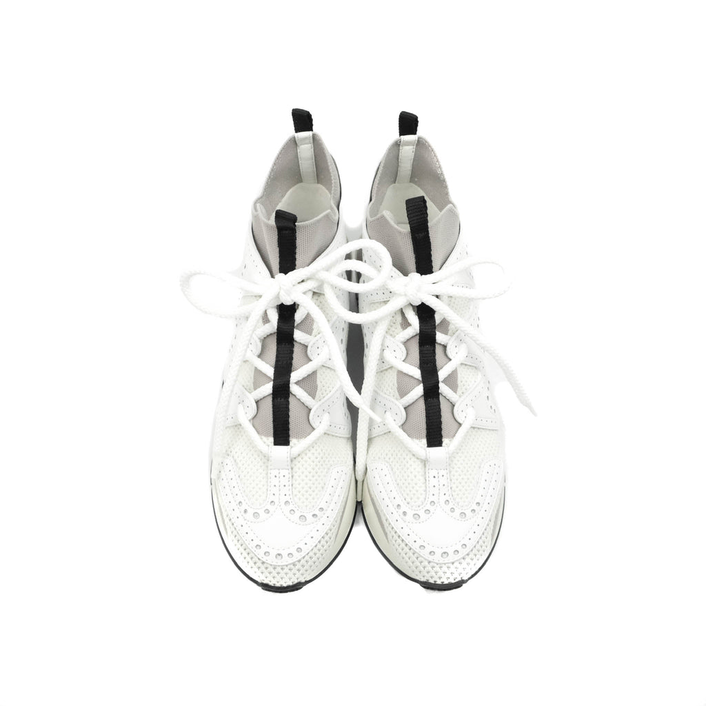 Hermès High Rise Sneakers White/Black Knit & Calfskin 2020SS