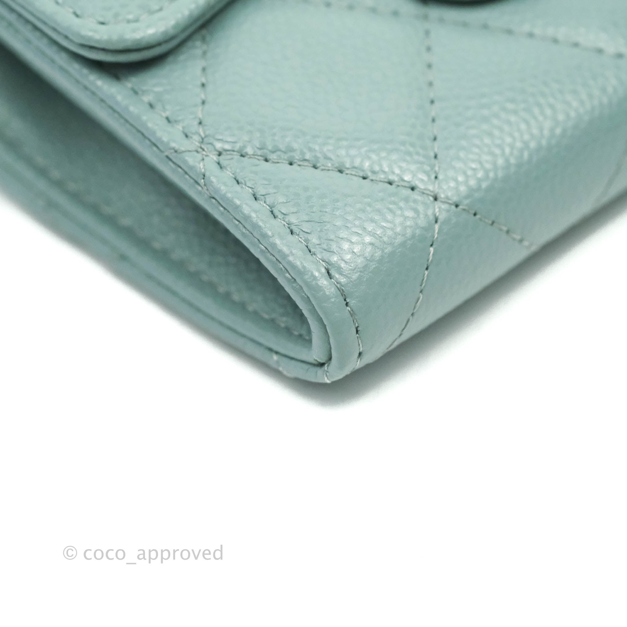 Chanel Light Blue Leather Double Snap Short Wallet