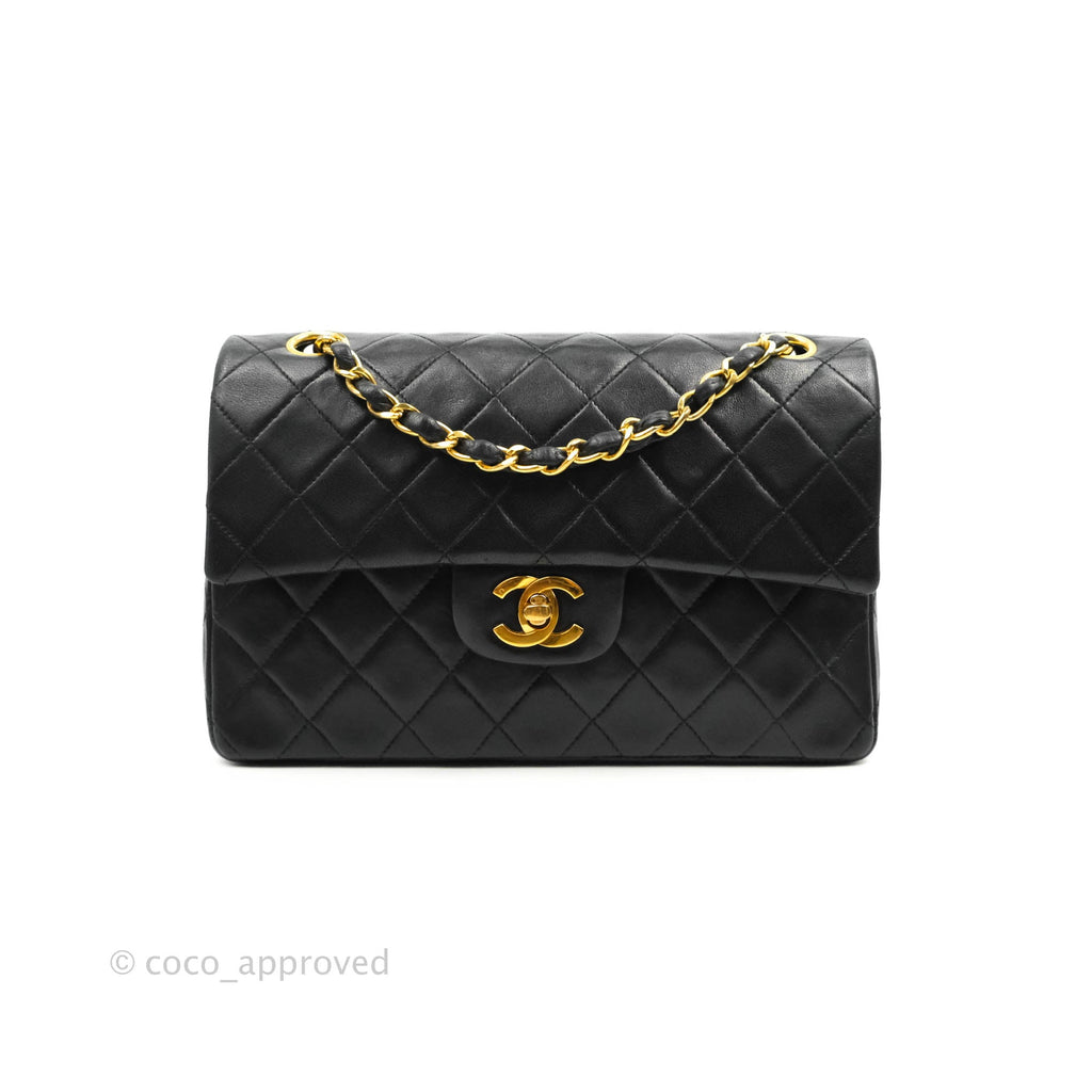 Chanel Classic Vintage Small S/M Flap Black Lambskin 24K Gold Hardware