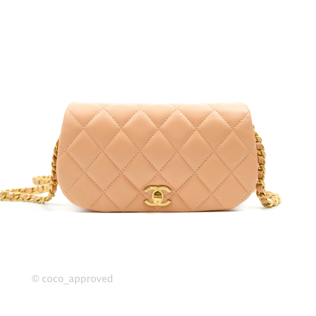 Chanel Clutch with Chain Beige Calfskin Aged Gold Hardware 21B