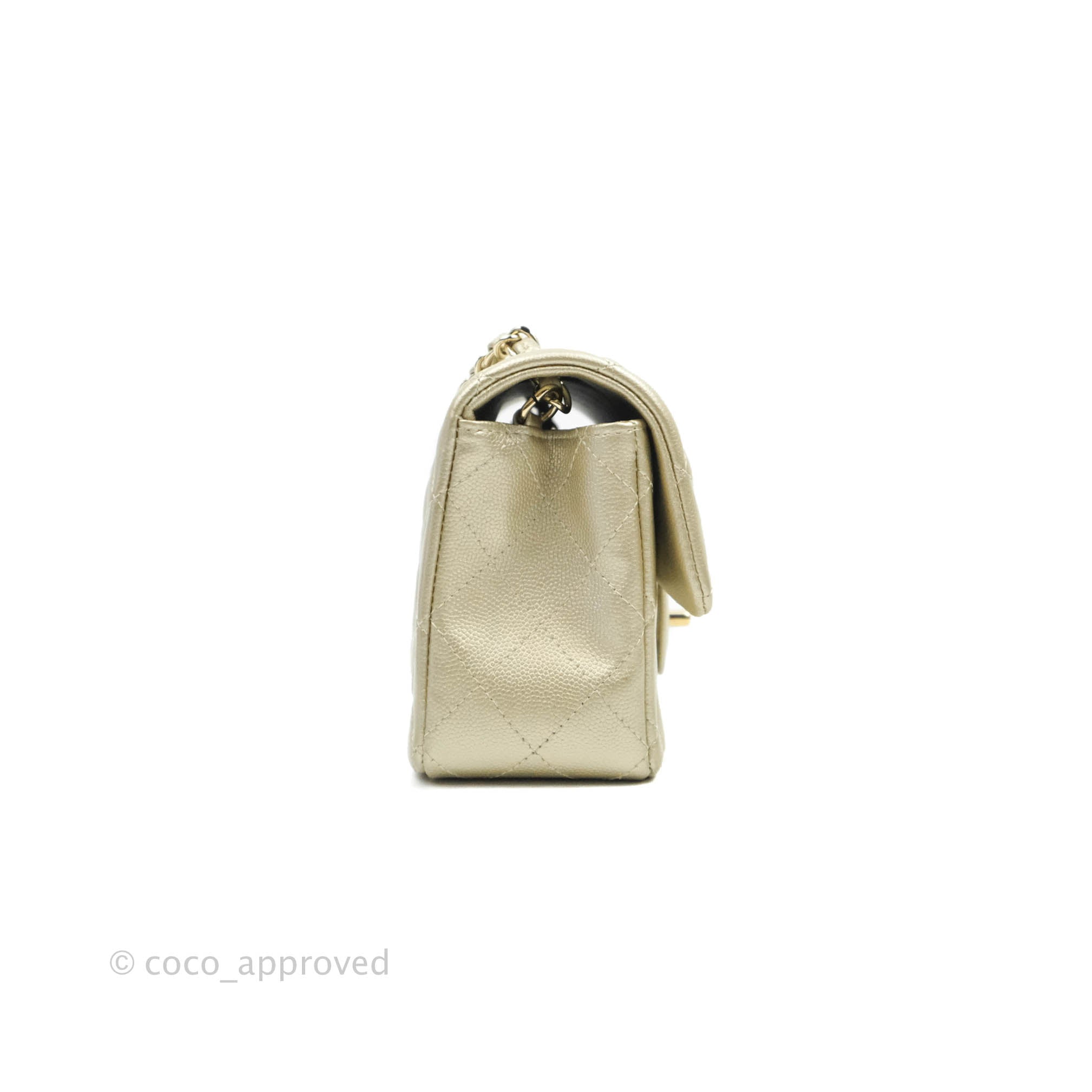 Chanel 22C Small Classic Double Flap Bag Caviar NG124 Greyish Green LG