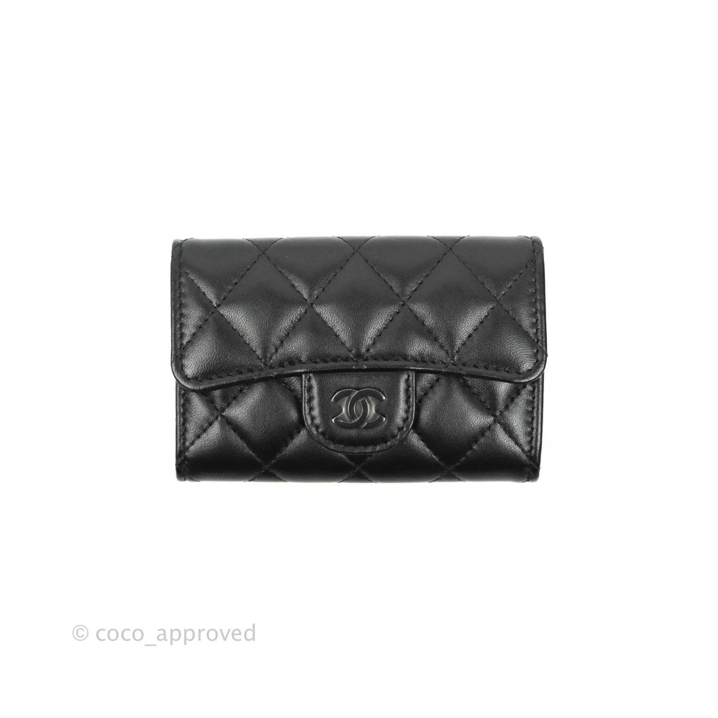 Chanel Quilted Flap Card Holder So Black Lambskin