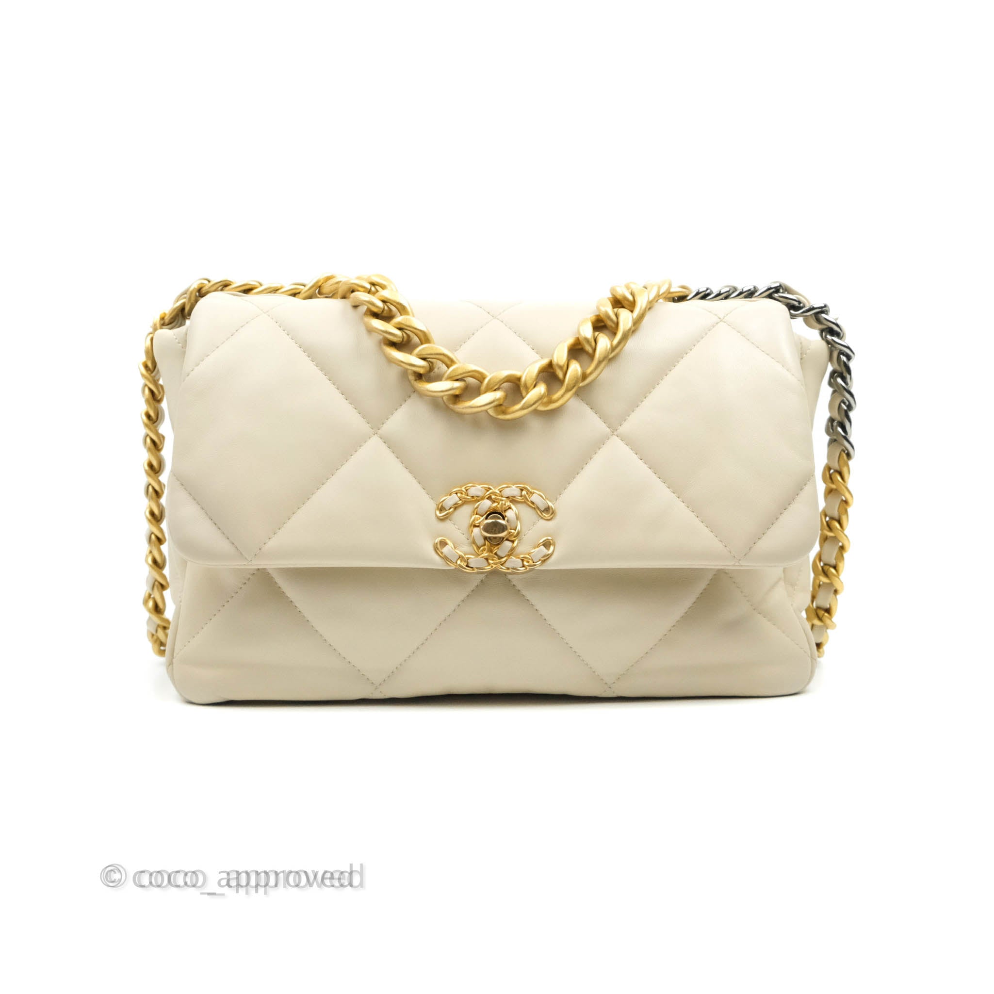Chanel 19 Flap Beige in Goatskin Leather with Gold-tone - US