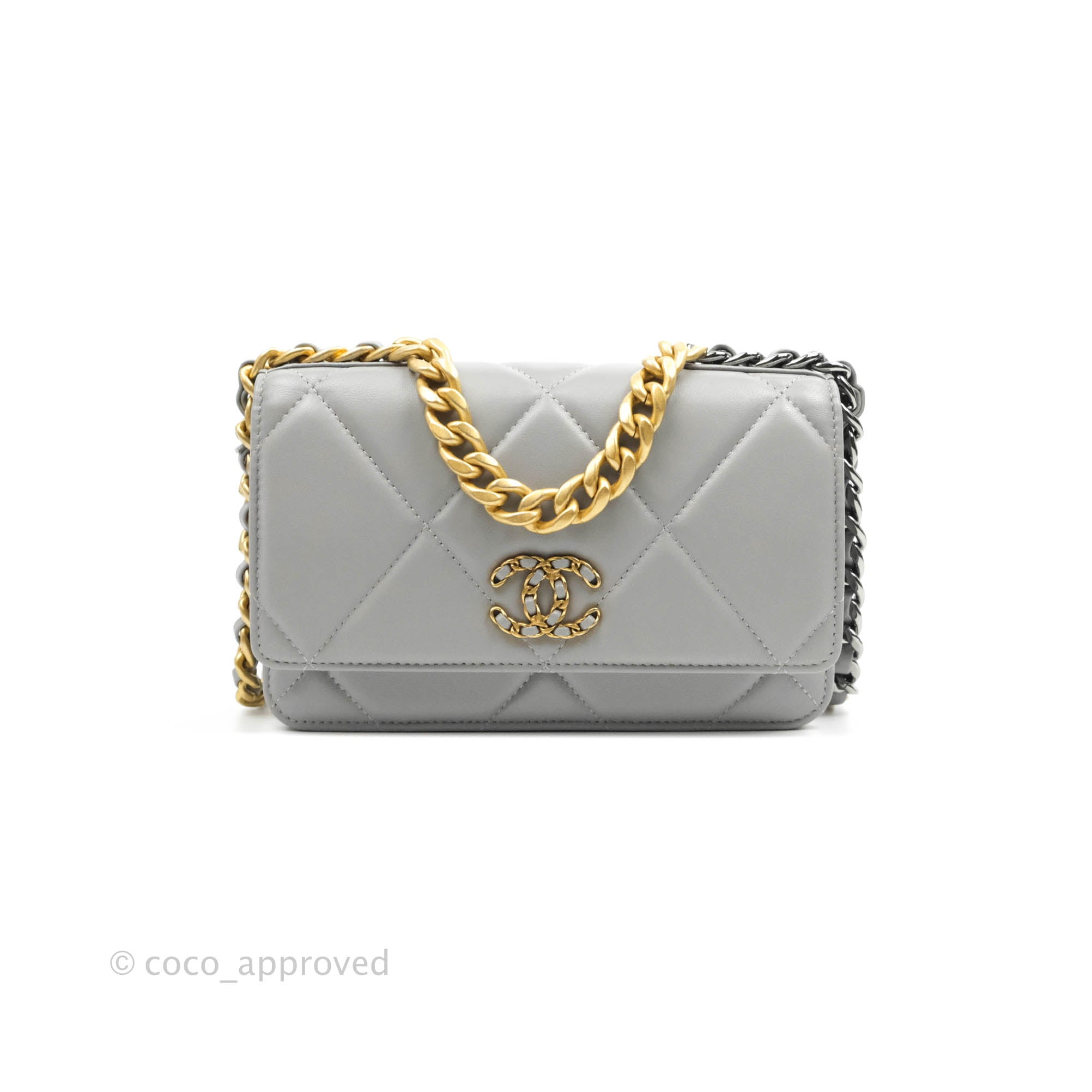 Chanel 19 Wallet on Chain WOC Grey Lambskin Mixed Hardware – Coco