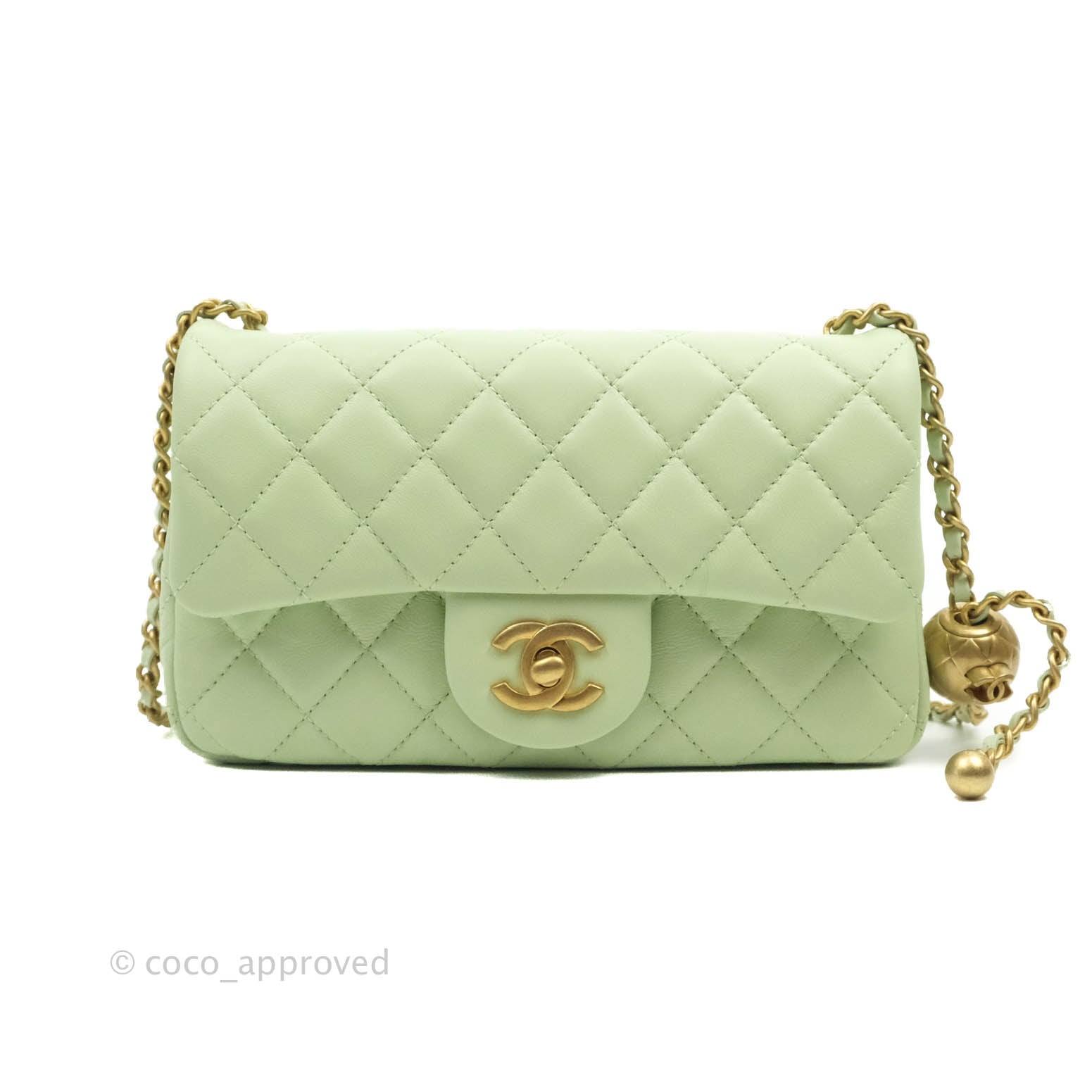 Chanel 23C Pearl Crush WOC, Lambskin, Green - Laulay Luxury