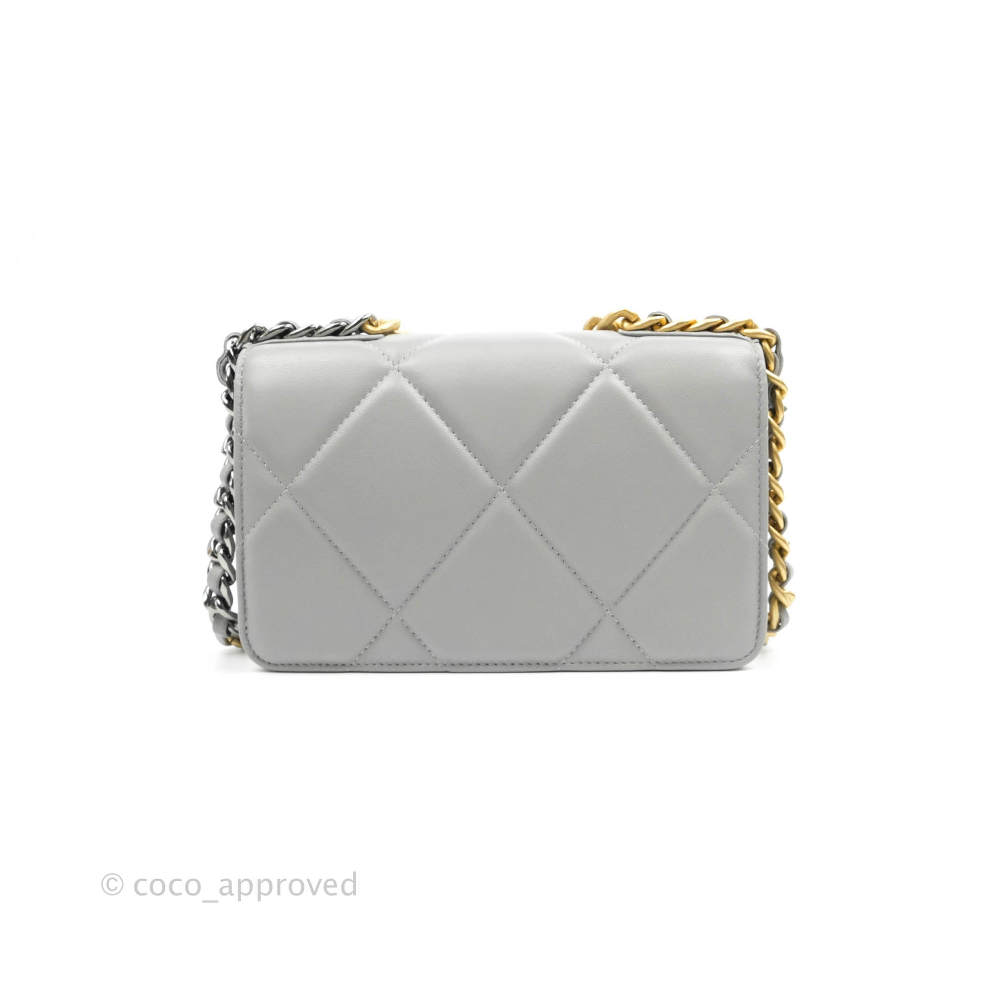 Chanel 19 Wallet on Chain WOC Grey Lambskin Mixed Hardware – Coco Approved  Studio