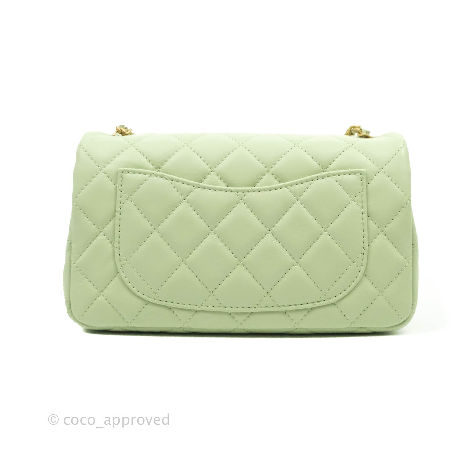 tas sling-bag Chanel Mint Lambskin CC Pearl Crush Mini Rectangular Flap GHW  Sling Bag