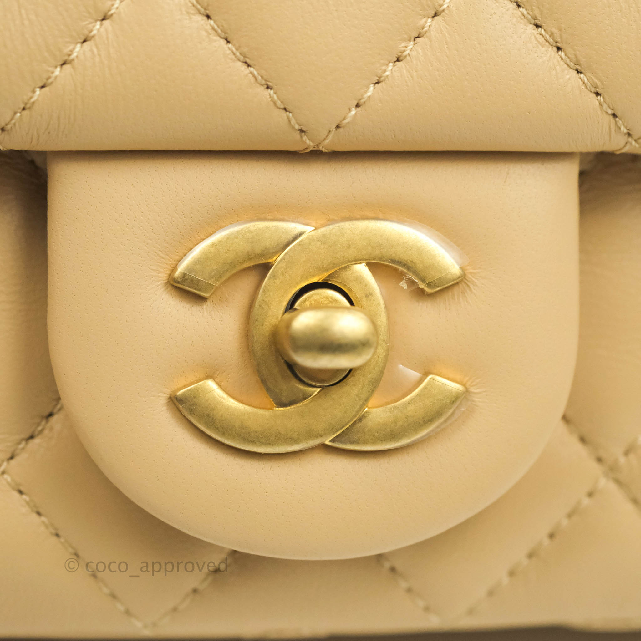 NIB 22C Chanel Pearl Crush Rectangular Mini Flap Bag Pink Beige