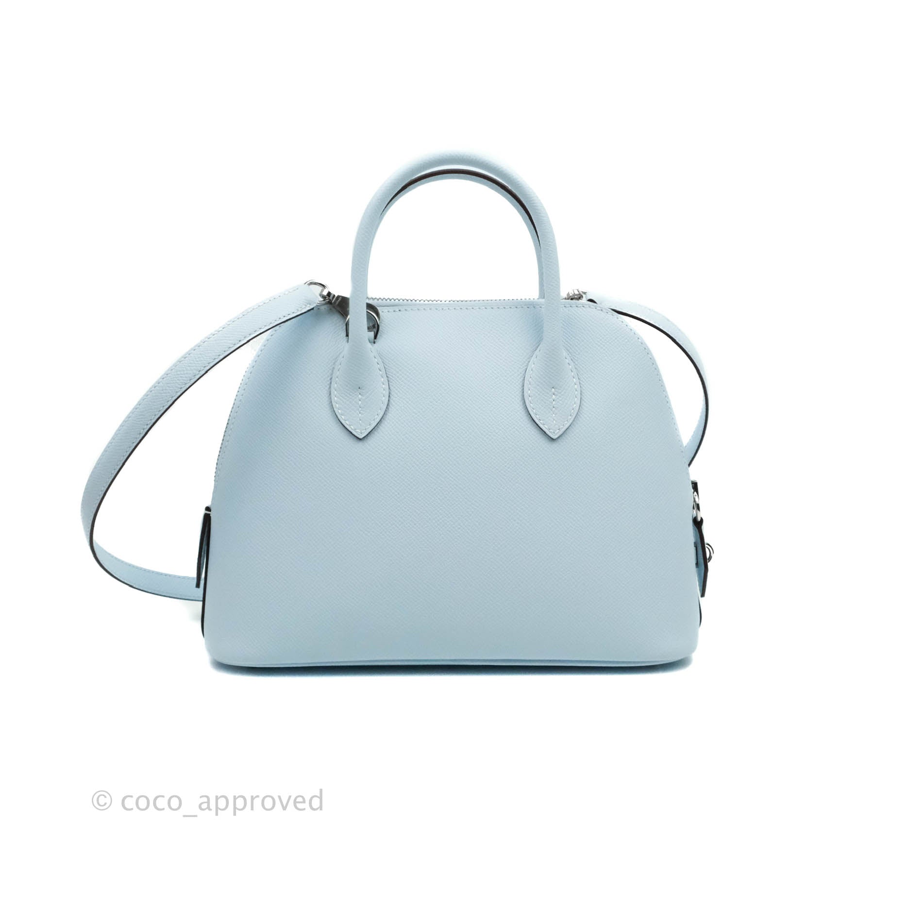 Hermes Kelly Handbag Bleu Brume Swift With Palladium Hardware 25