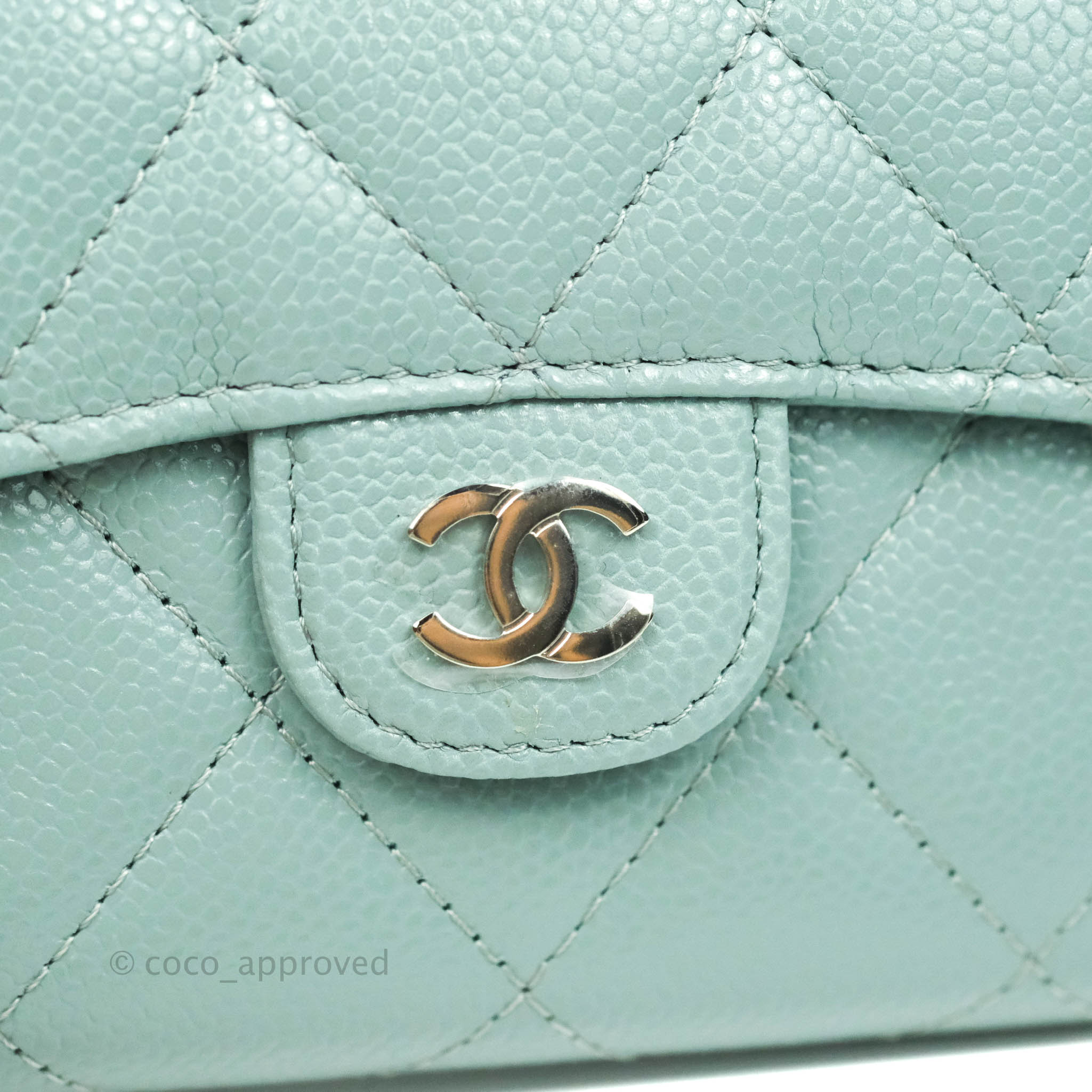 Chanel Mini Wallet With Chain Light Blue Caviar Silver Hardware 20B – Coco  Approved Studio