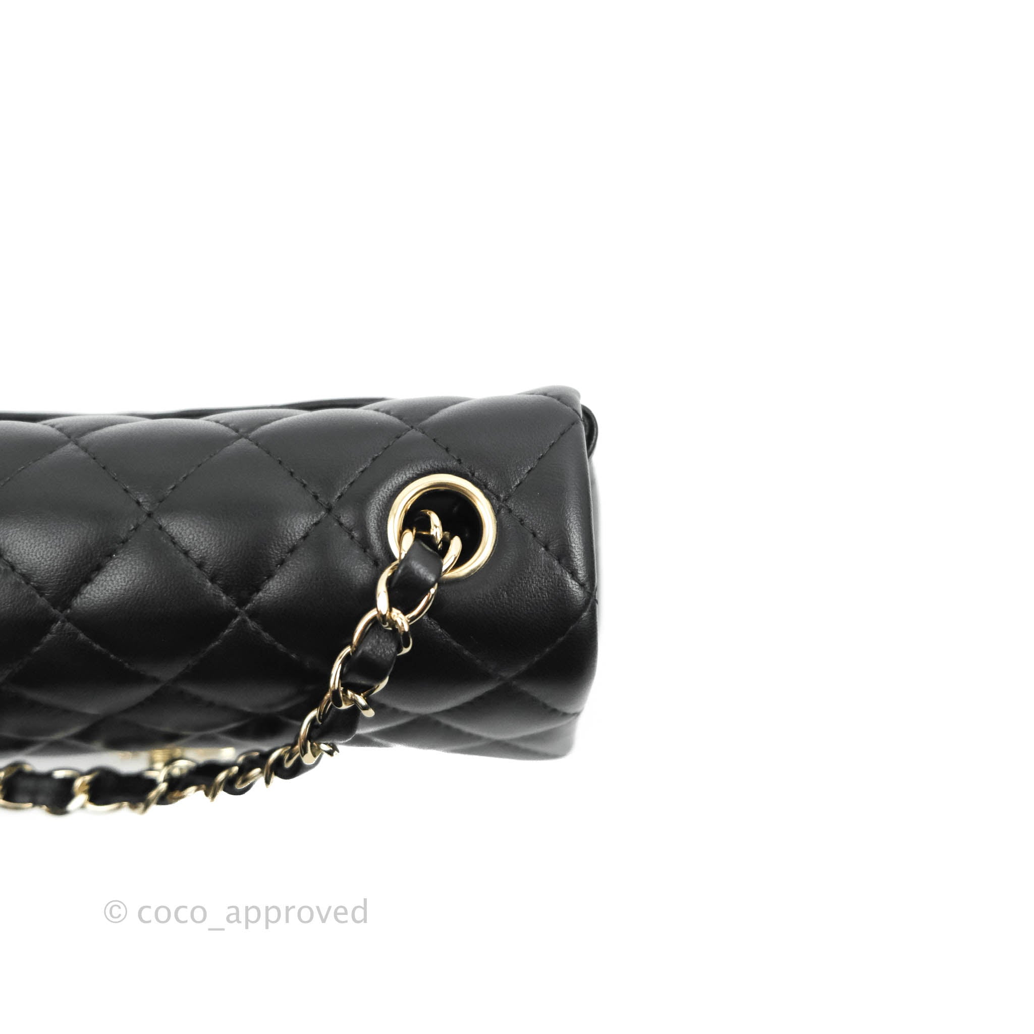 Chanel Mini Rectangular Flap Bag Beige Lambskin Light Gold Hardware