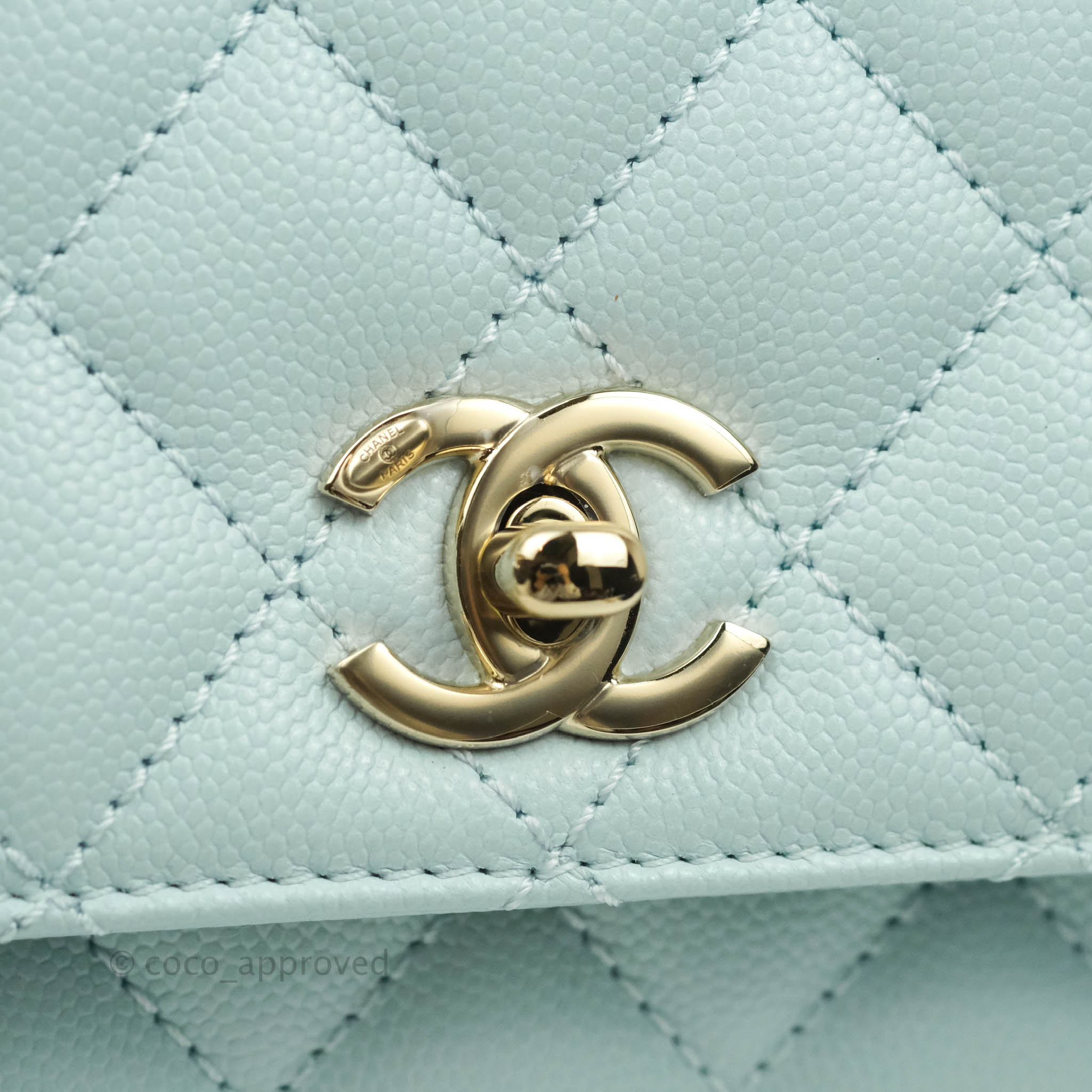 Buy Luxurious Light Blue Chanel Coco Handle Small LGHW, Exclusive SALE