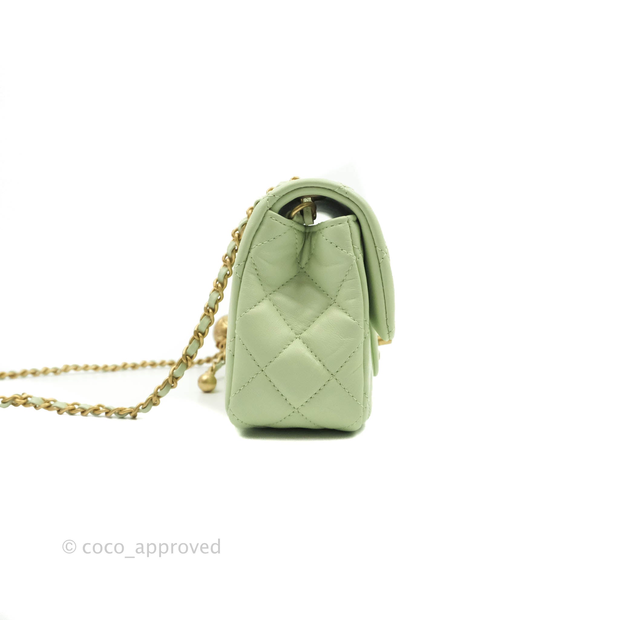 Rare* Chanel Green Pearl Crush Mini Square Flap Bag With Brushed Gold – Bags  Of Personality